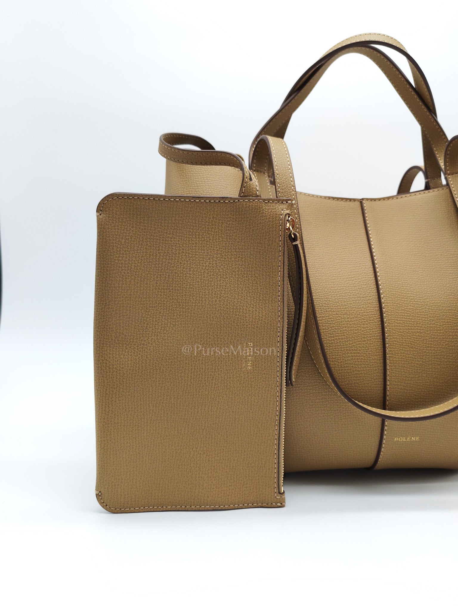 Polene Mini Cyme in Olive Green Graine Leather | Purse Maison Luxury Bags Shop