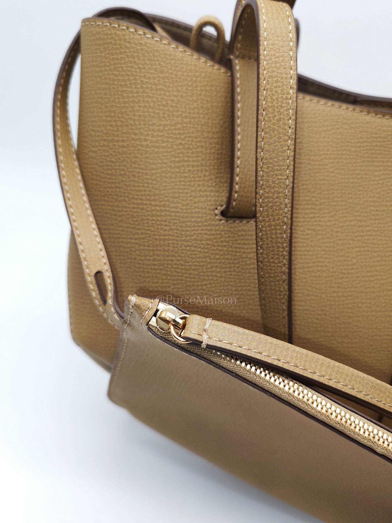 Polene Mini Cyme in Olive Green Graine Leather | Purse Maison Luxury Bags Shop