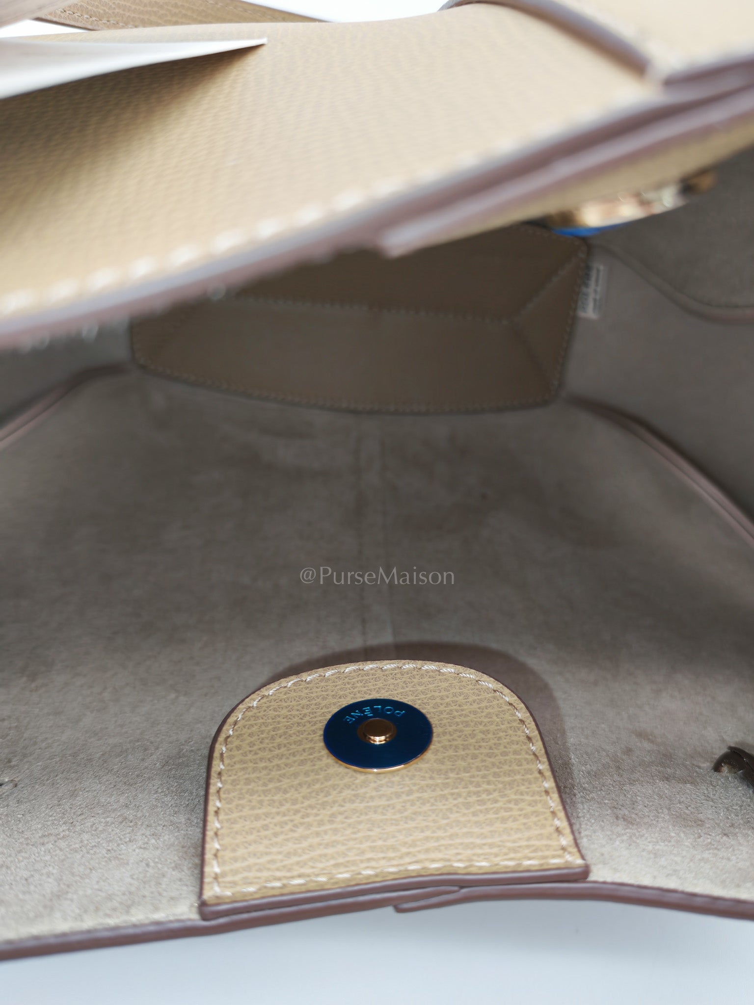 Polene Mini Cyme in Olive Green Graine Leather | Purse Maison Luxury Bags Shop