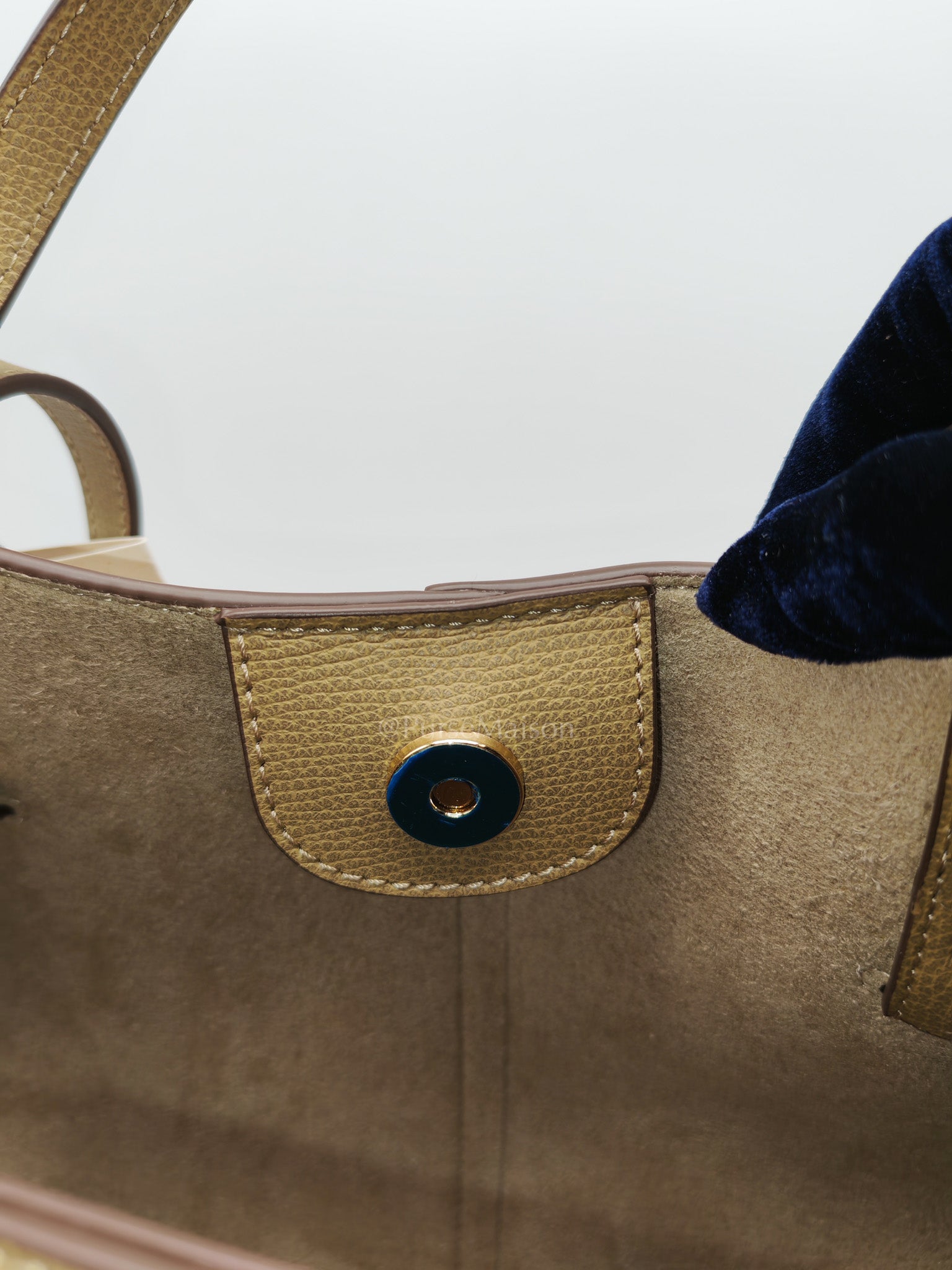Polene Mini Cyme in Olive Green Graine Leather | Purse Maison Luxury Bags Shop