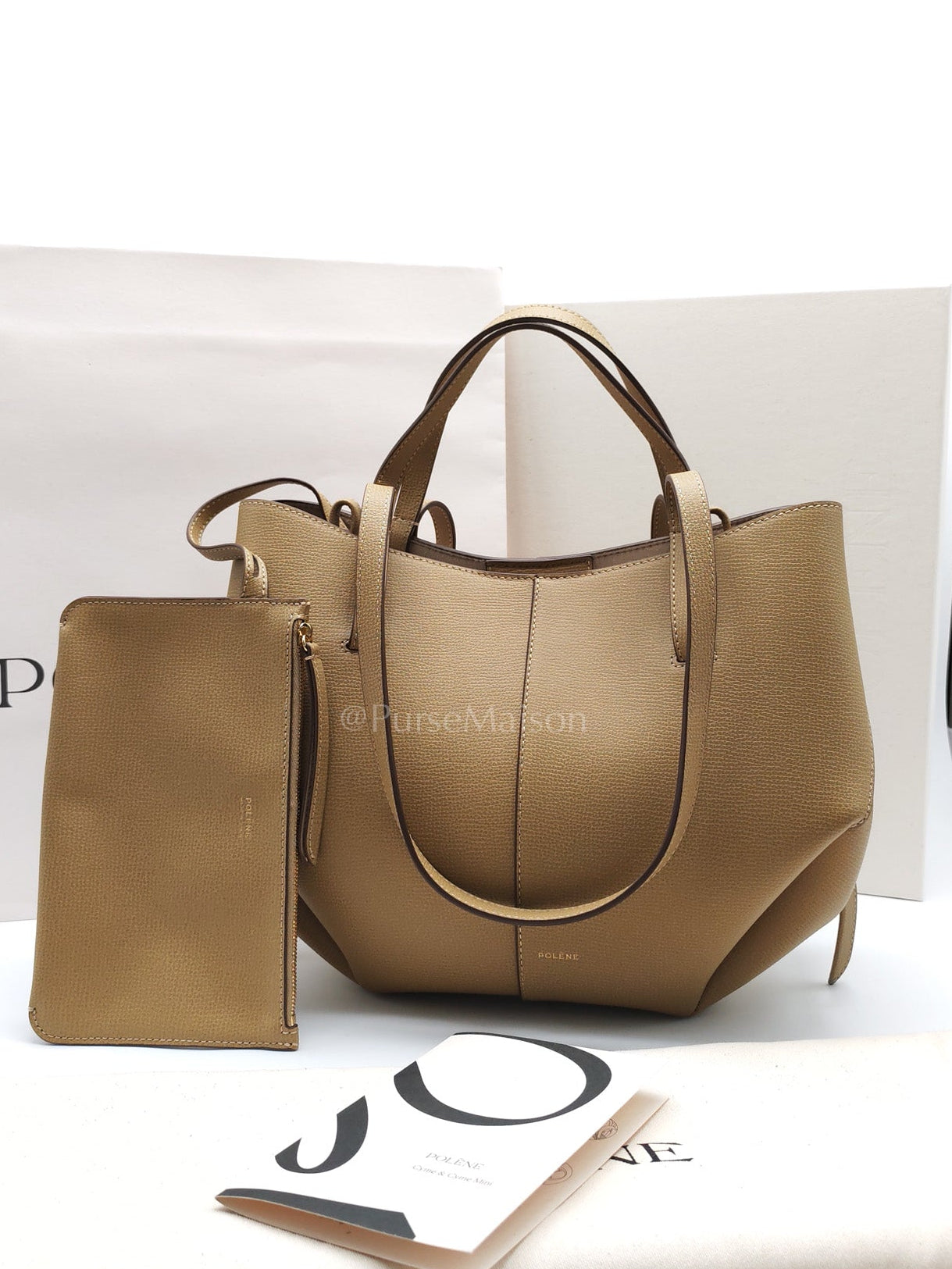 Polene Mini Cyme in Olive Green Graine Leather | Purse Maison Luxury Bags Shop