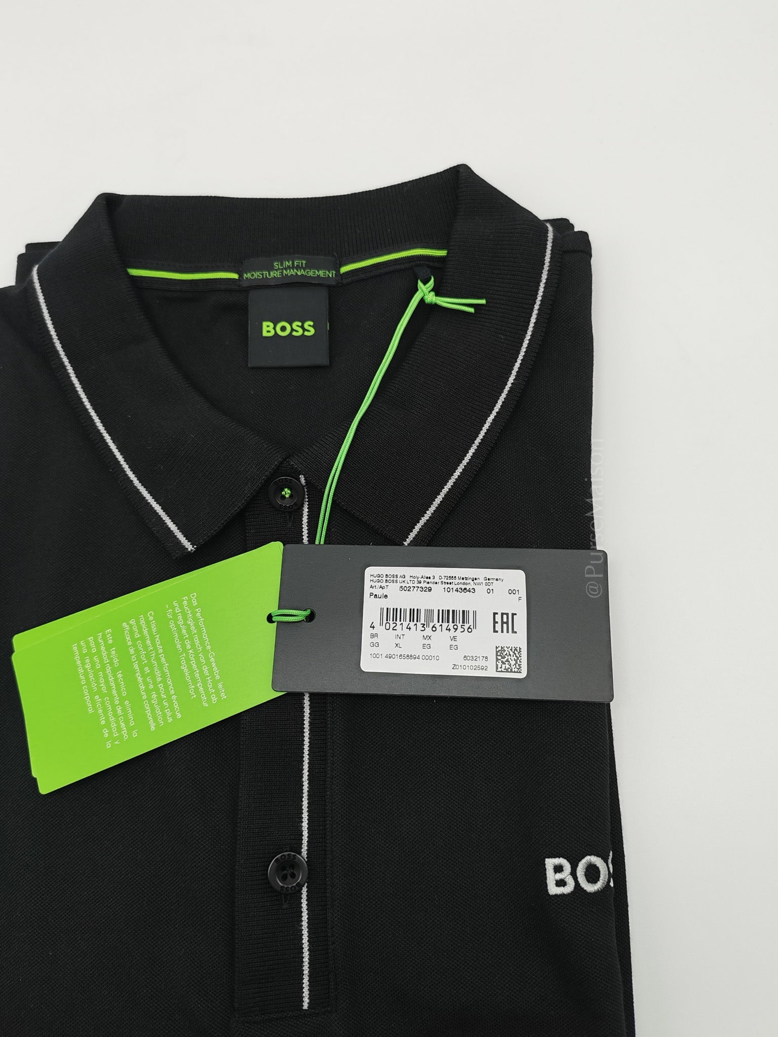 Slim Fit Polo Shirt for Men Black Size XL