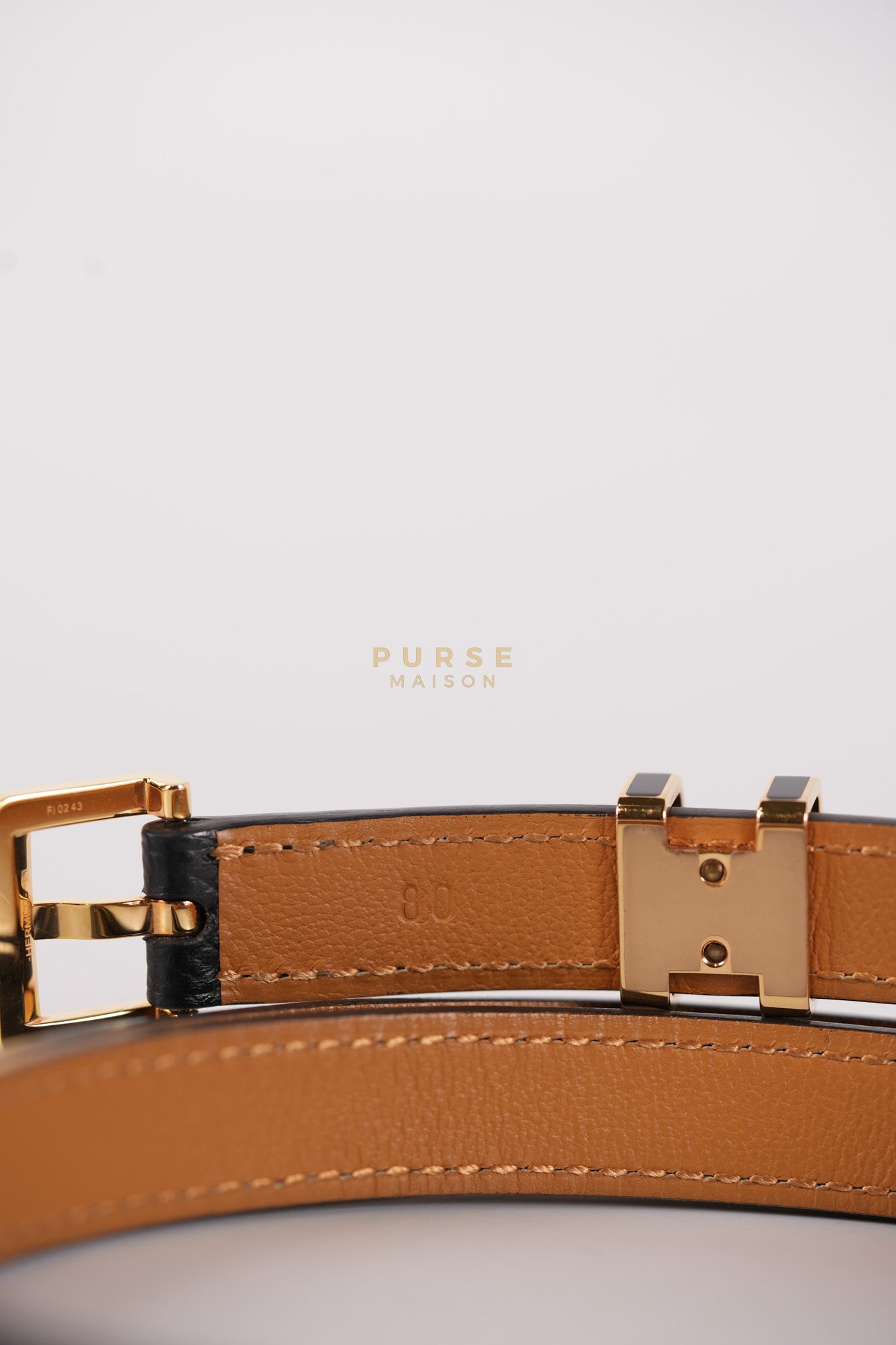 Pop H 15 Belt in Nior/Gold Epsom Leather Size 80 Stamp B(2023) | Purse Maison Luxury Bags Shop