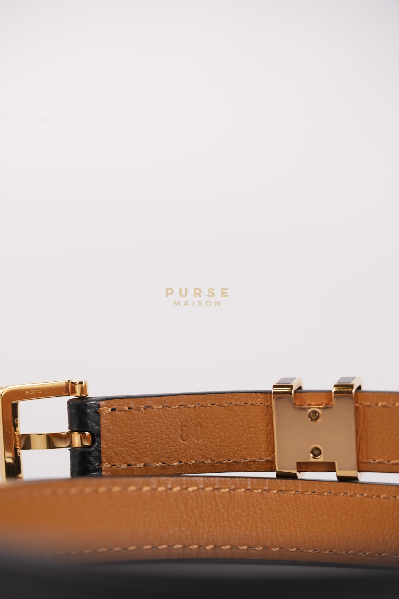 Pop H 15 Belt in Nior/Gold Epsom Leather Size 80 Stamp B(2023) | Purse Maison Luxury Bags Shop