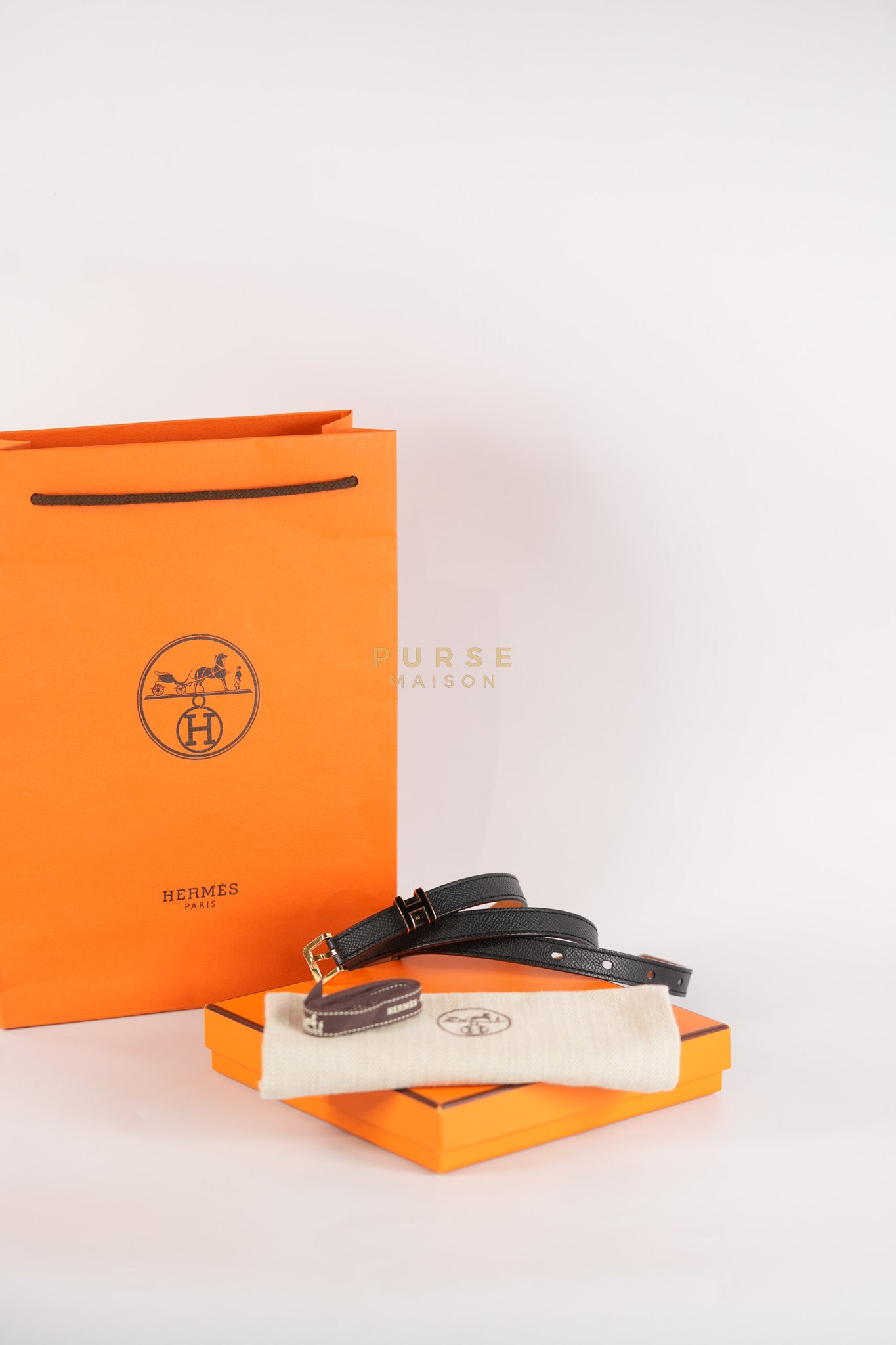 Pop H 15 Belt in Nior/Gold Epsom Leather Size 80 Stamp B(2023) | Purse Maison Luxury Bags Shop