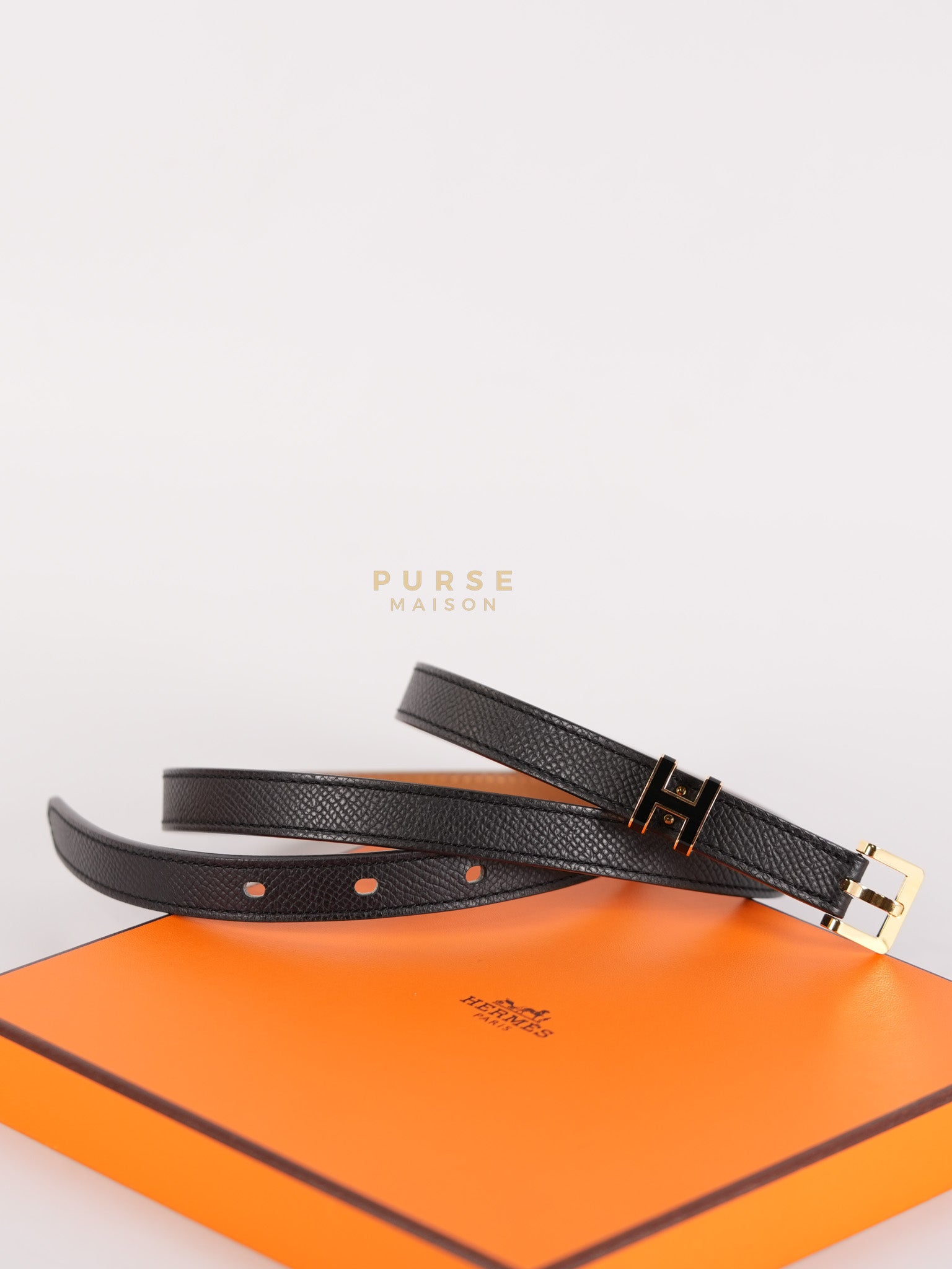 Pop H 15 Belt in Nior/Gold Epsom Leather Size 80 Stamp B(2023) | Purse Maison Luxury Bags Shop