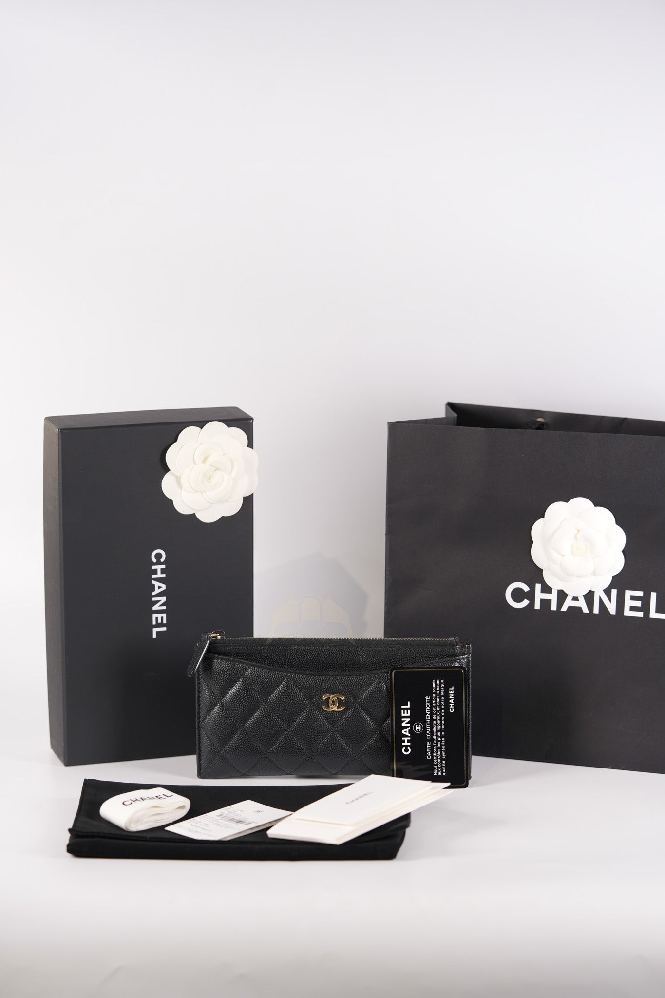 Zip Pouch Wallet in Black Caviar Leather Gold Hardware (Series 28)