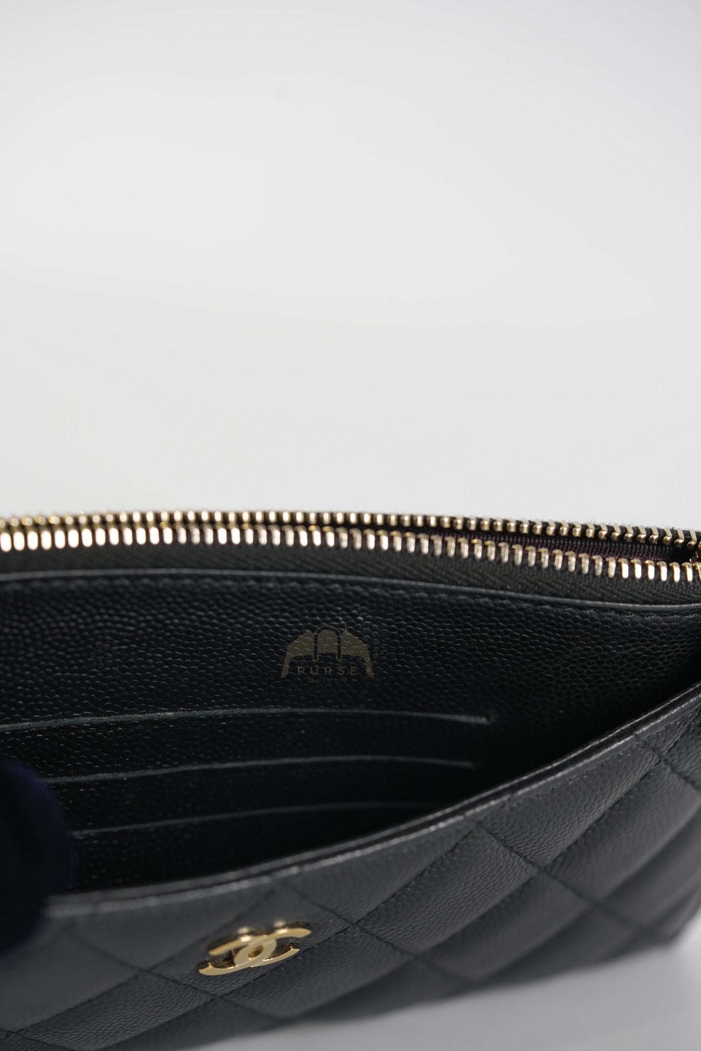 Zip Pouch Wallet in Black Caviar Leather Gold Hardware (Series 28)