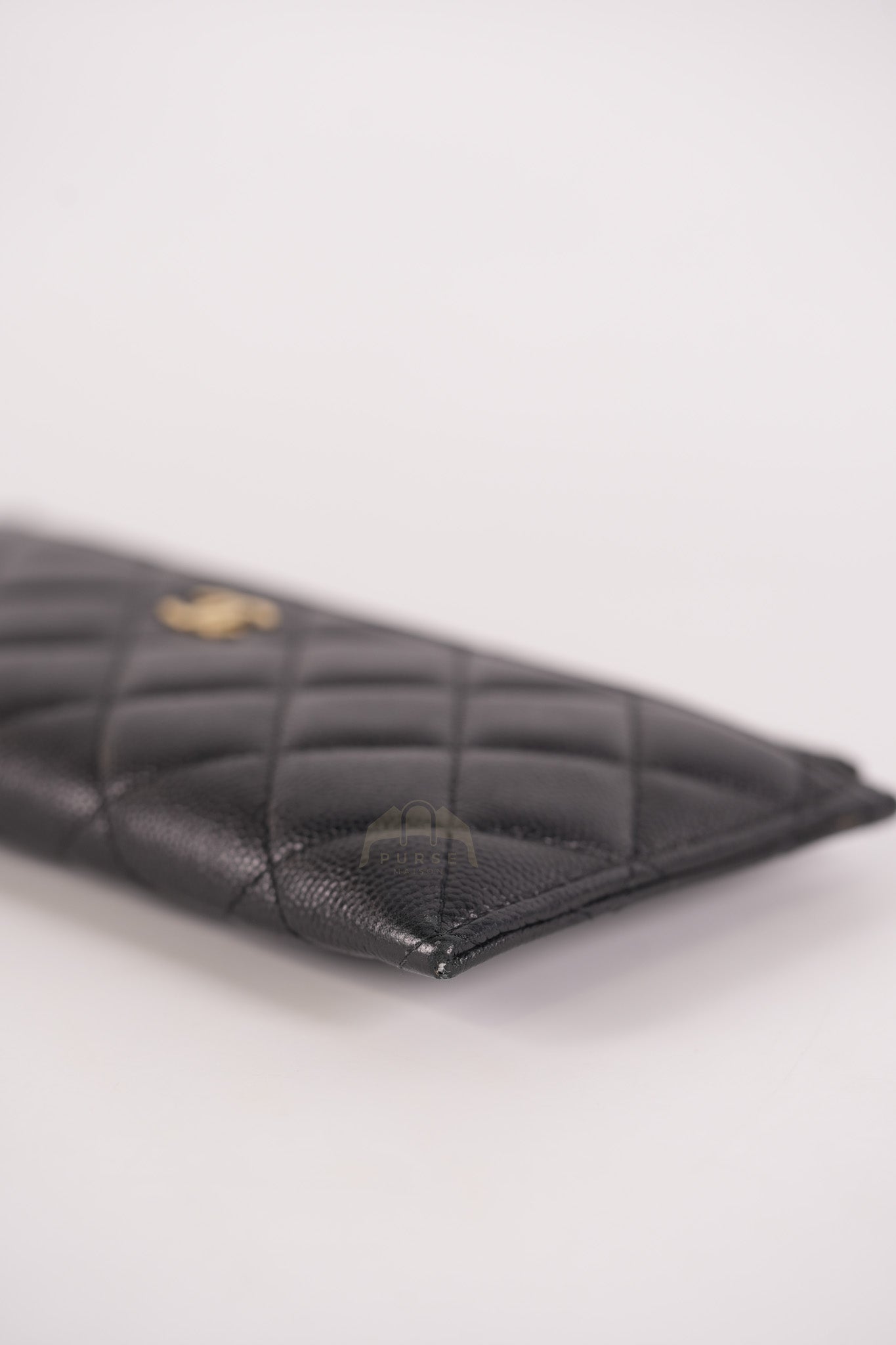 Zip Pouch Wallet in Black Caviar Leather Gold Hardware (Series 28)