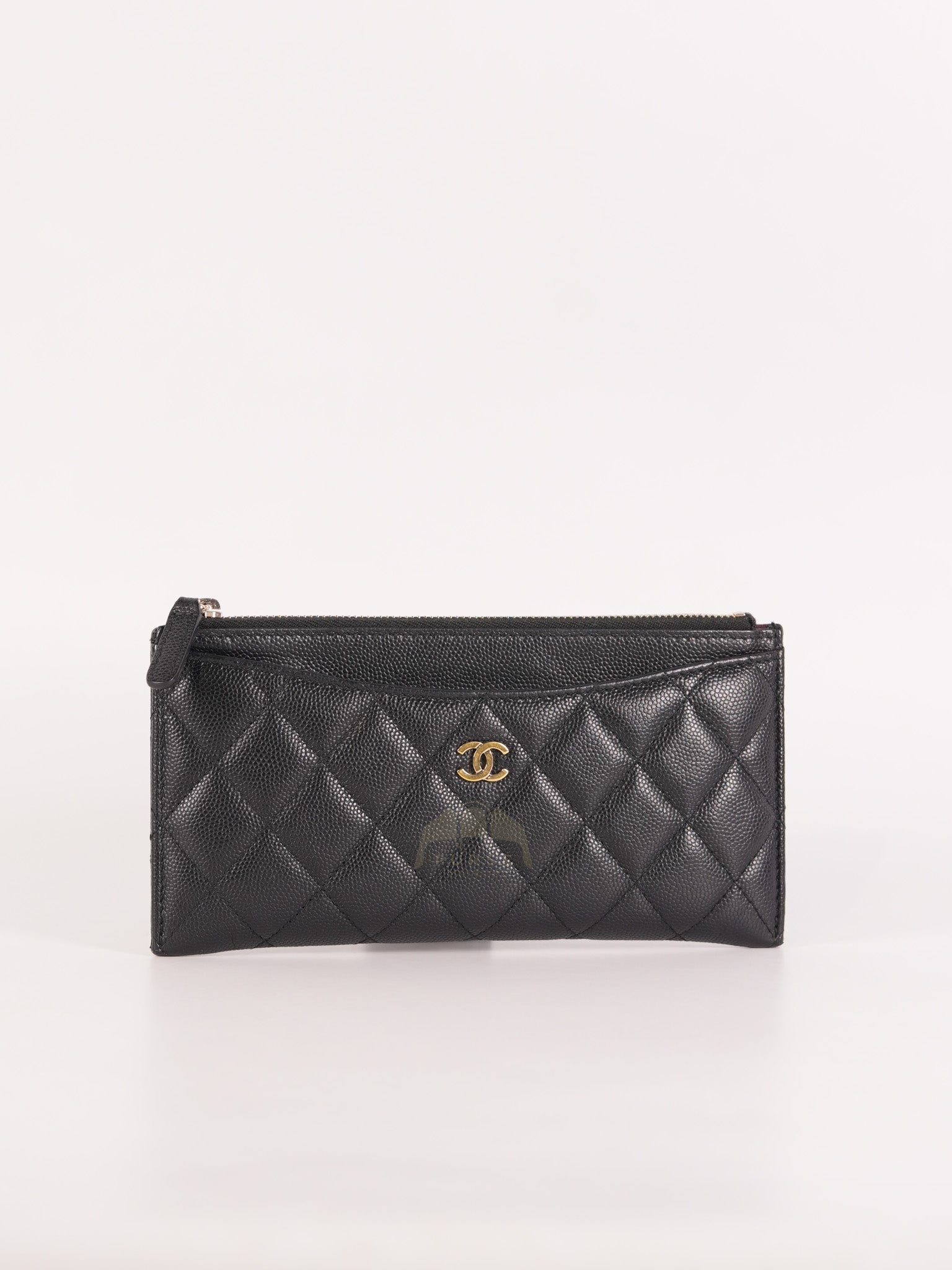 Zip Pouch Wallet in Black Caviar Leather Gold Hardware (Series 28)