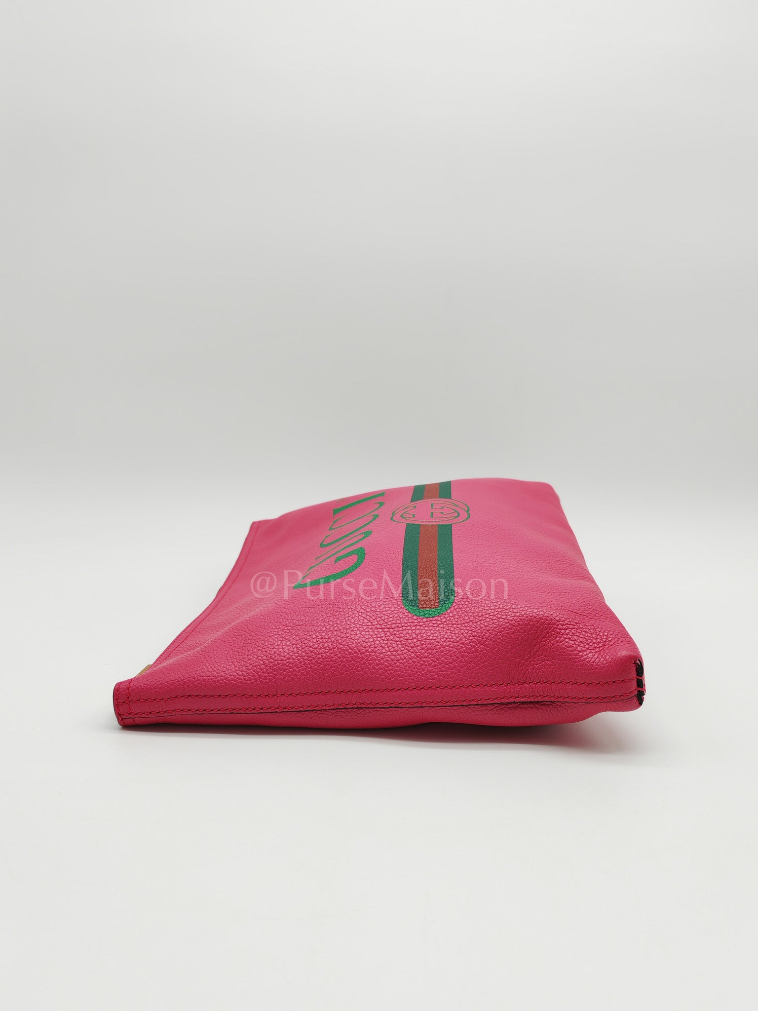 Porfolio Clutch in Pink Gucci Print Prominent Green Logo | Purse Maison Luxury Bags Shop