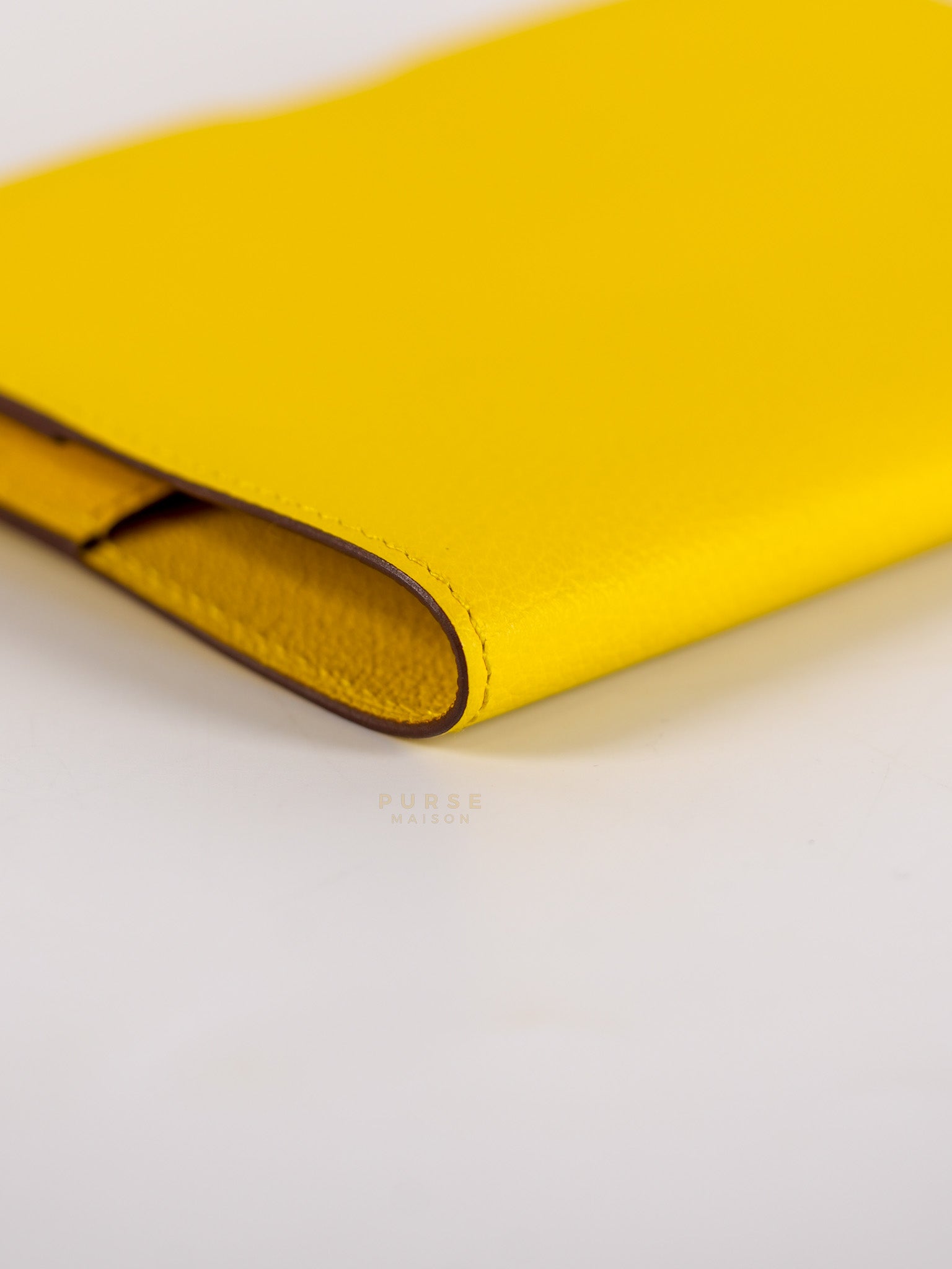 Porte Cartes (Passport Holder) Jaune Evercolor Leather and Palladium Hardware Stamp B (2023) | Purse Maison Luxury Bags Shop