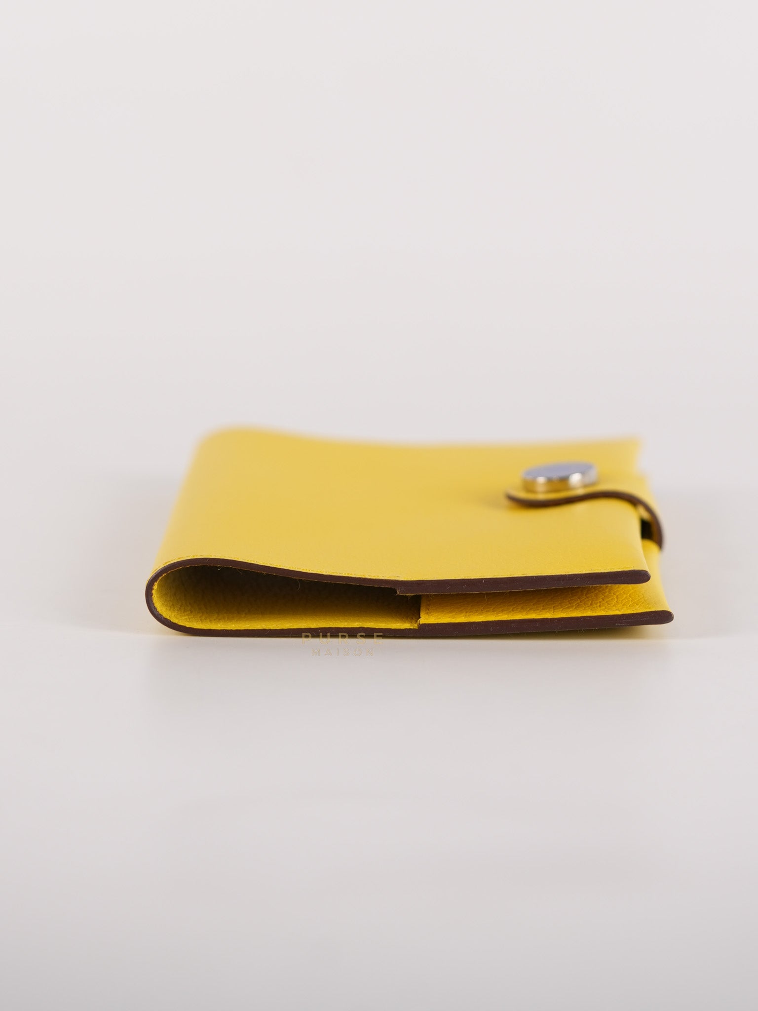 Porte Cartes (Passport Holder) Jaune Evercolor Leather and Palladium Hardware Stamp B (2023) | Purse Maison Luxury Bags Shop
