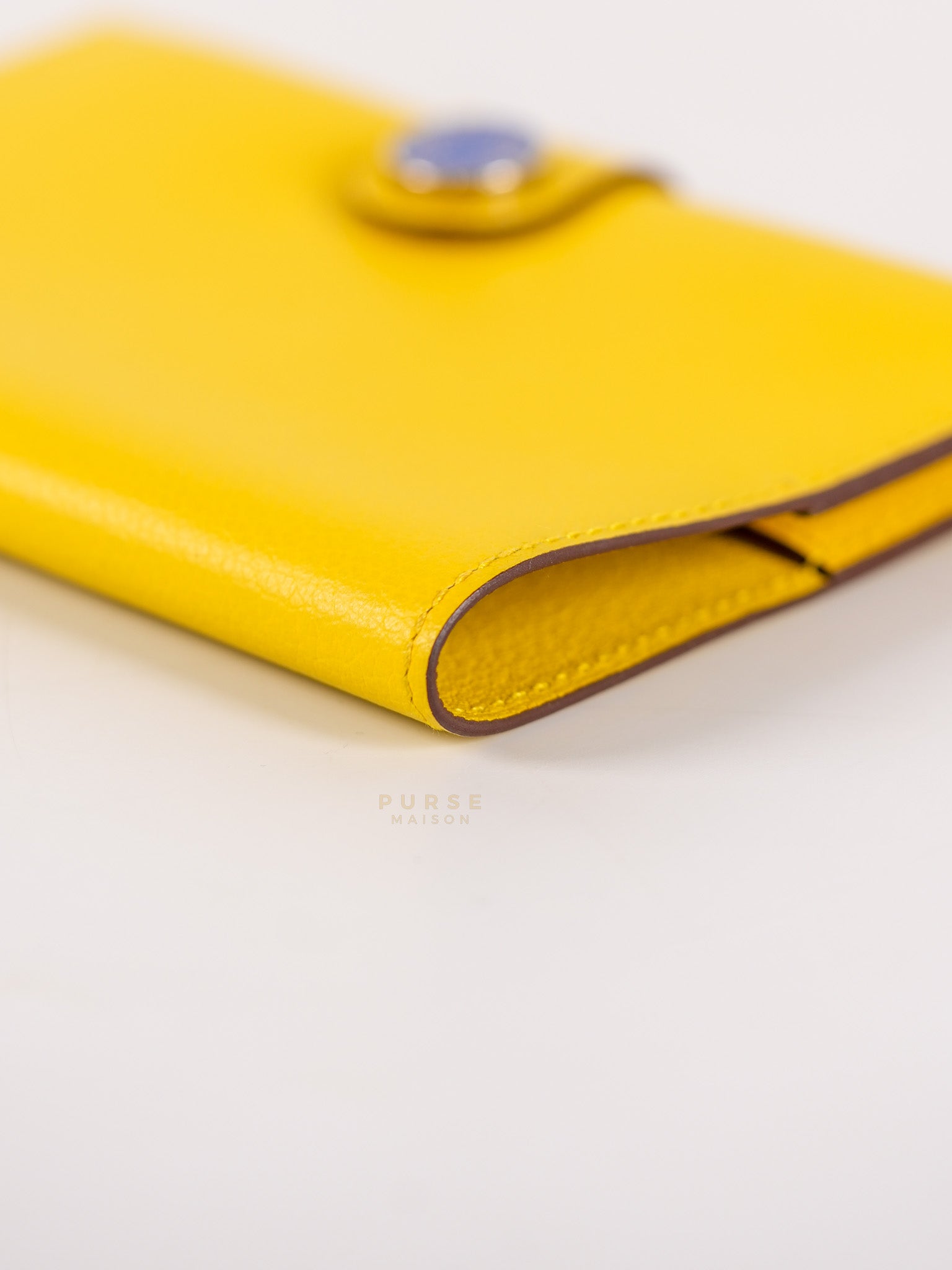 Porte Cartes (Passport Holder) Jaune Evercolor Leather and Palladium Hardware Stamp B (2023) | Purse Maison Luxury Bags Shop