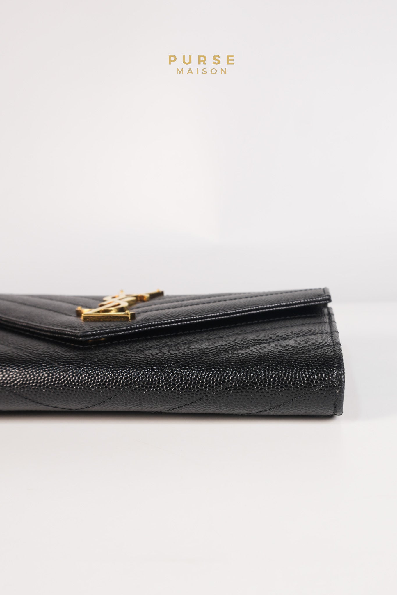 Portefeuille Wallet with Chain in Black Grain De Poudre Leather Gold Hardware | Purse Maison Luxury Bags Shop