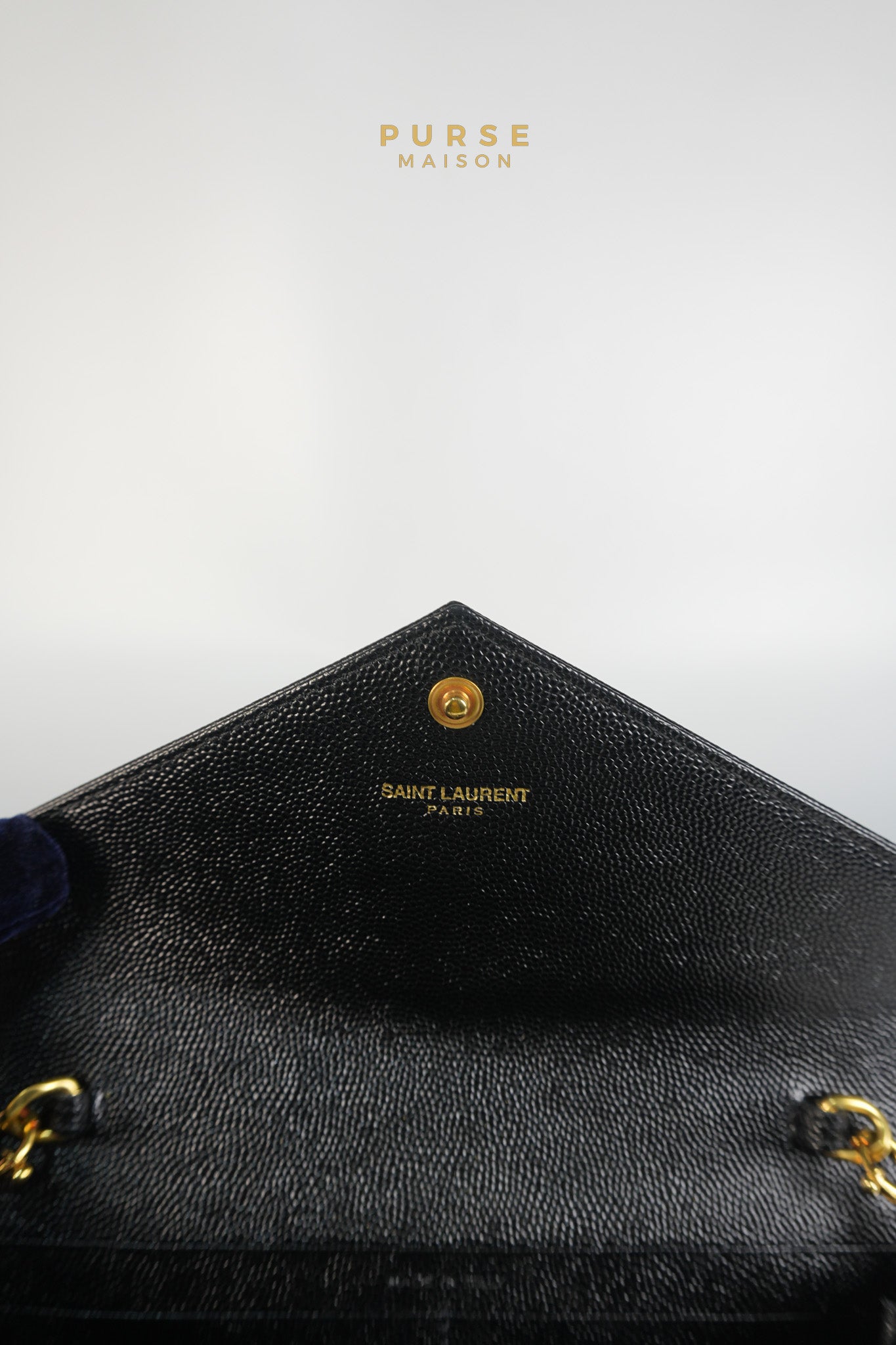 Portefeuille Wallet with Chain in Black Grain De Poudre Leather Gold Hardware | Purse Maison Luxury Bags Shop