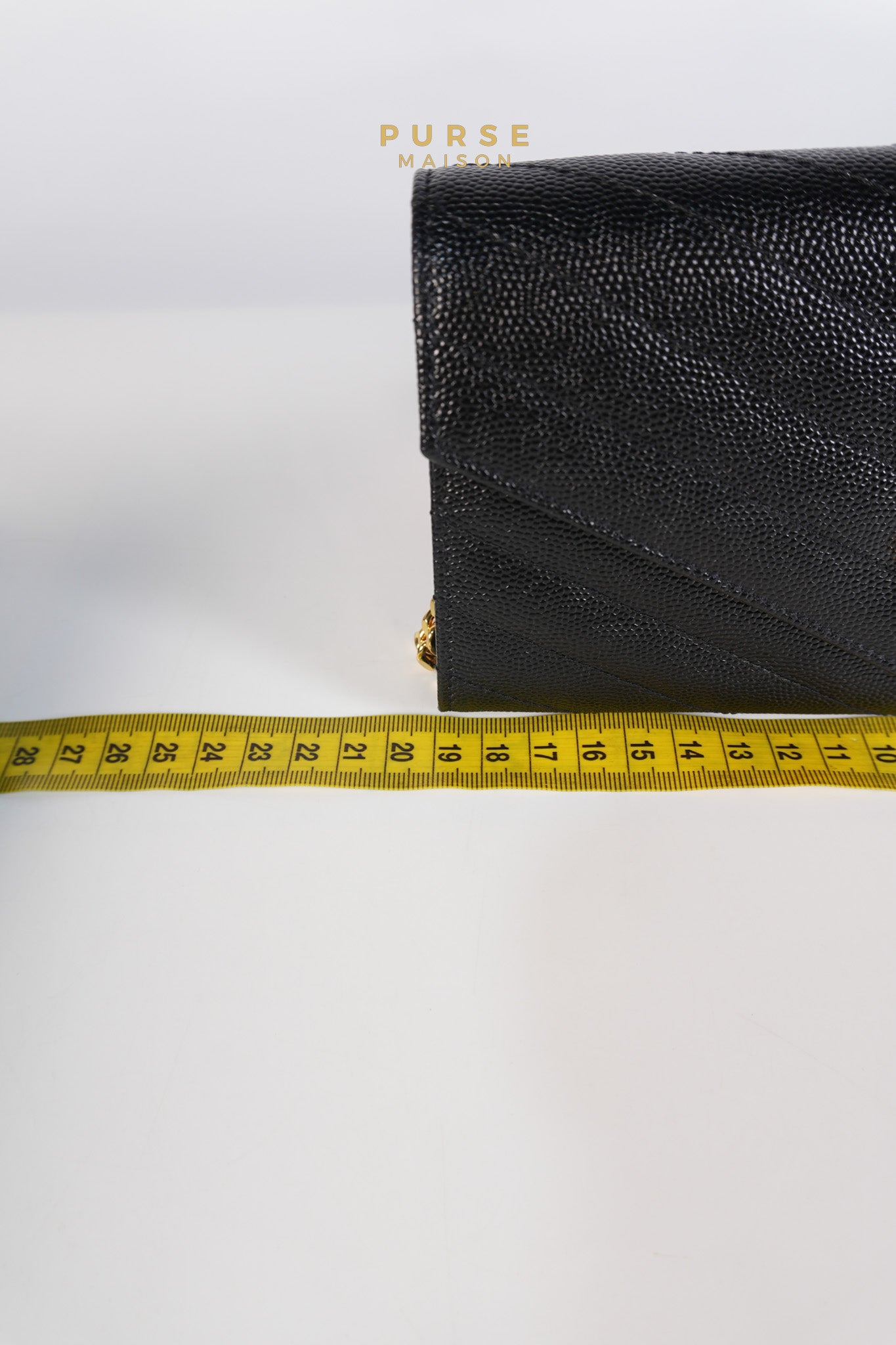 Portefeuille Wallet with Chain in Black Grain De Poudre Leather Gold Hardware | Purse Maison Luxury Bags Shop