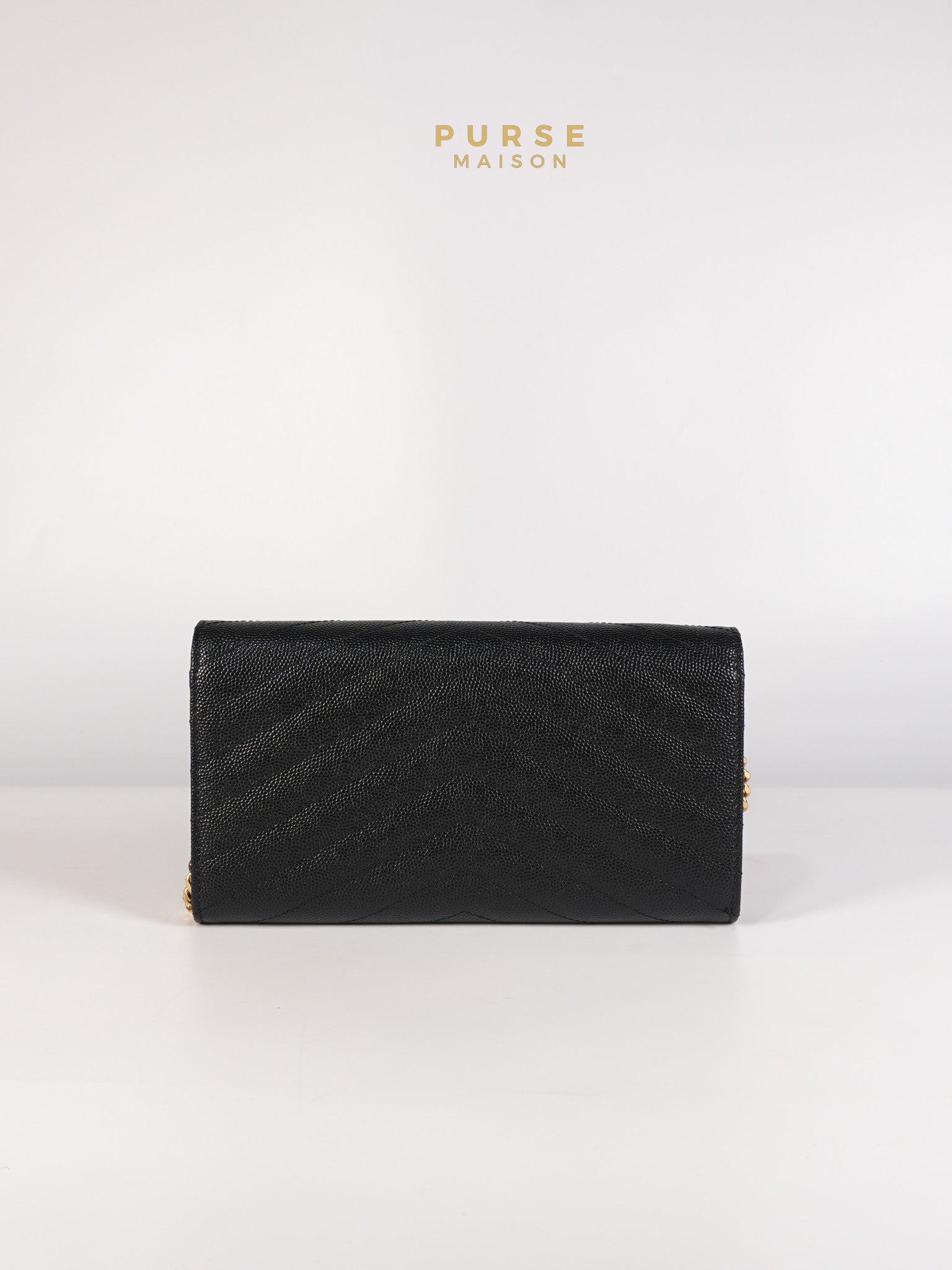 Portefeuille Wallet with Chain in Black Grain De Poudre Leather Gold Hardware | Purse Maison Luxury Bags Shop
