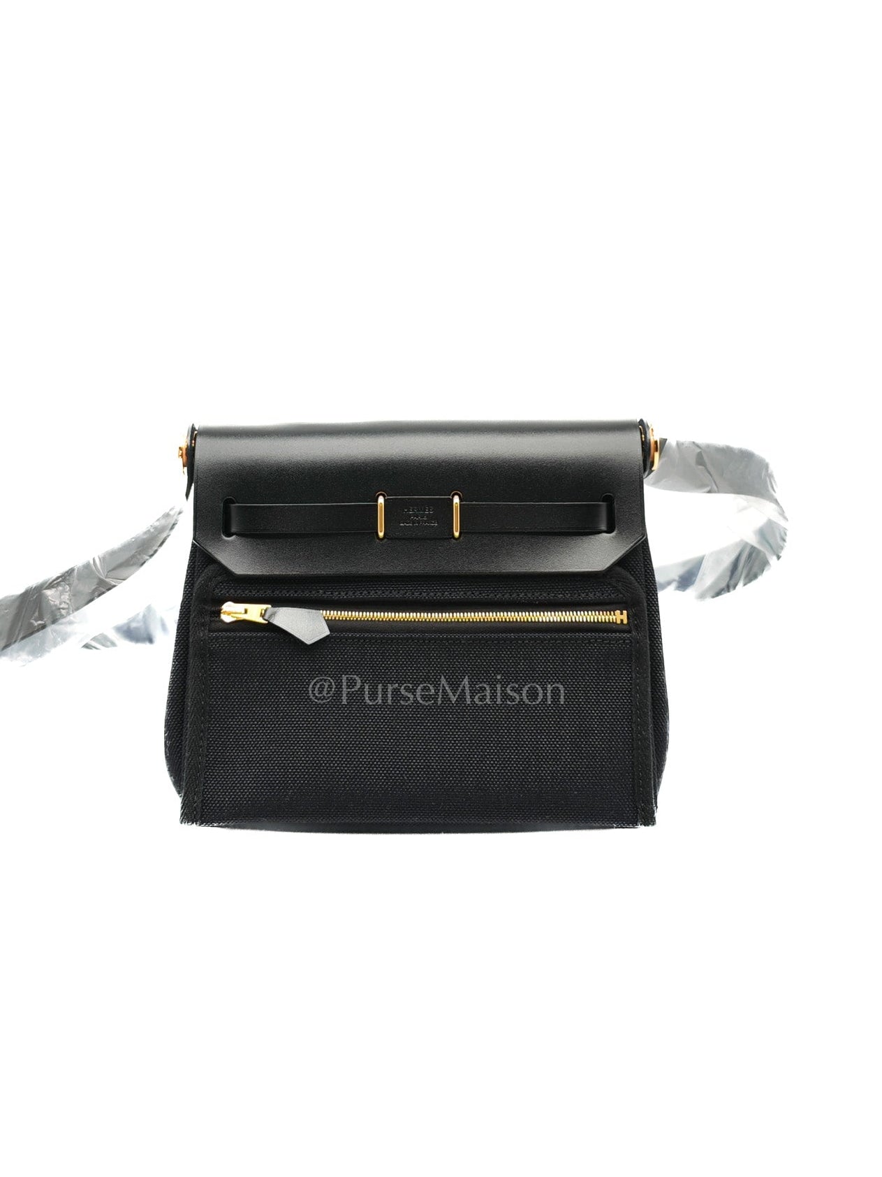 Mini Herbag Zip 20 Black Toile Miliotaire/Vache Hunter Canvas Crossbody Bag Stamp K (2025)