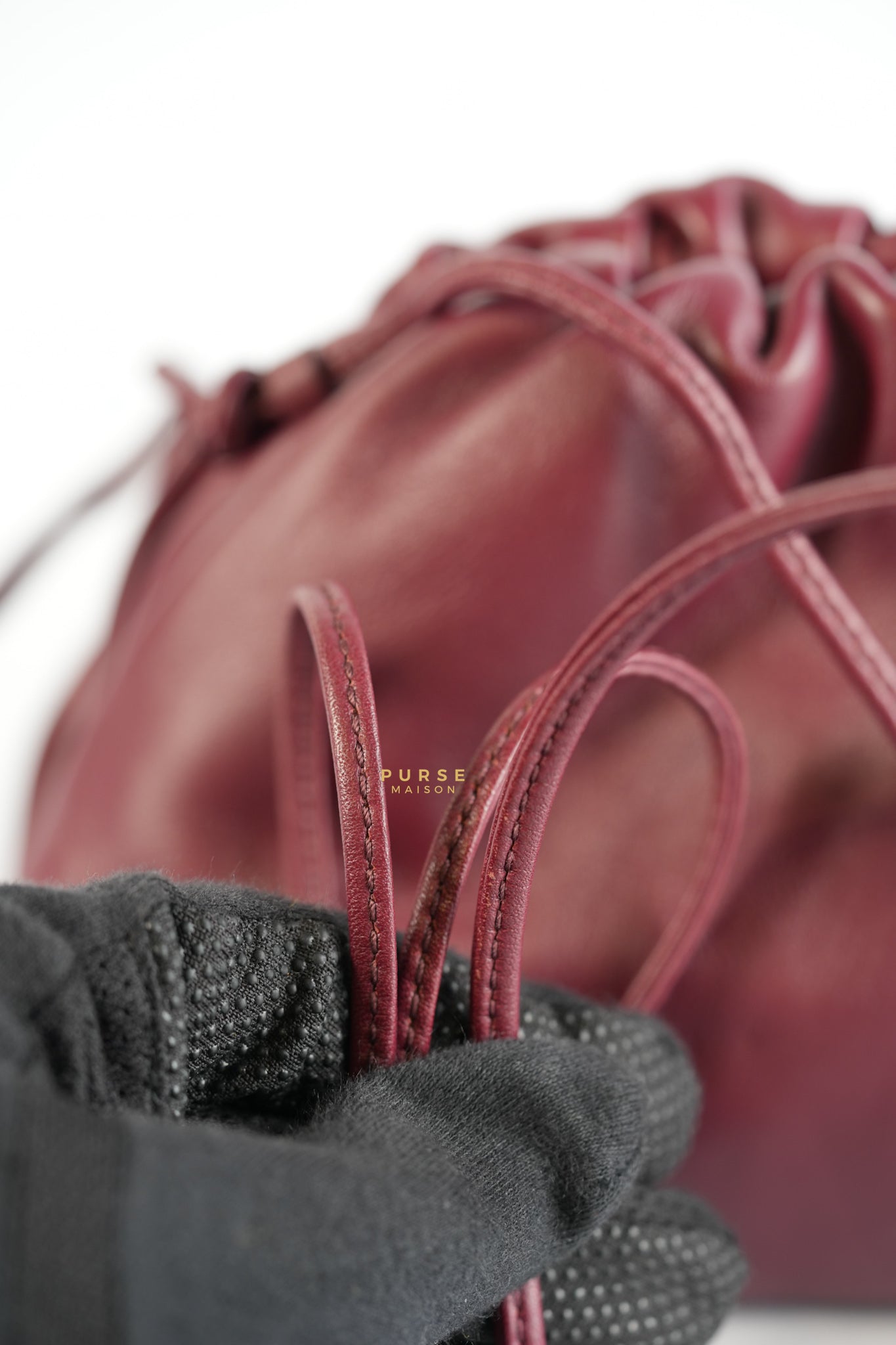 Pouch Leather Bag in Dark Red | Purse Maison Luxury Bags Shop