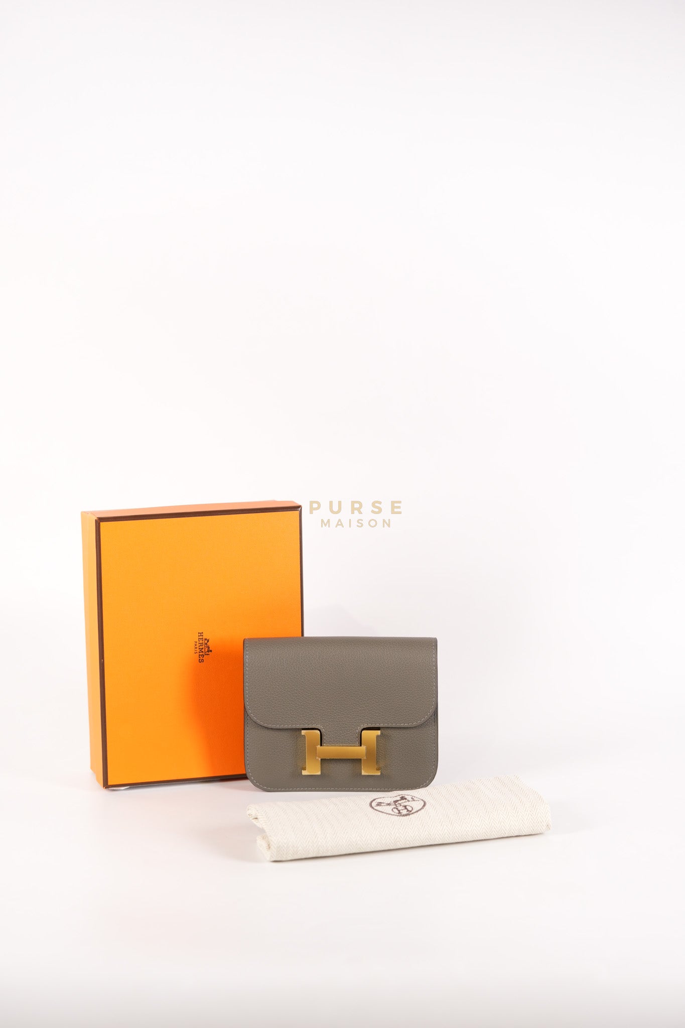 Constance Slim Wallet in Gris Meyer Evercolor Gold Hardware Stamp W(2024)