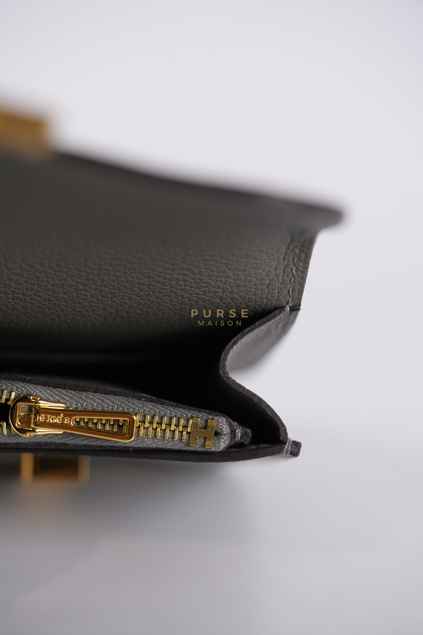Constance Slim Wallet in Gris Meyer Evercolor Gold Hardware Stamp W(2024)