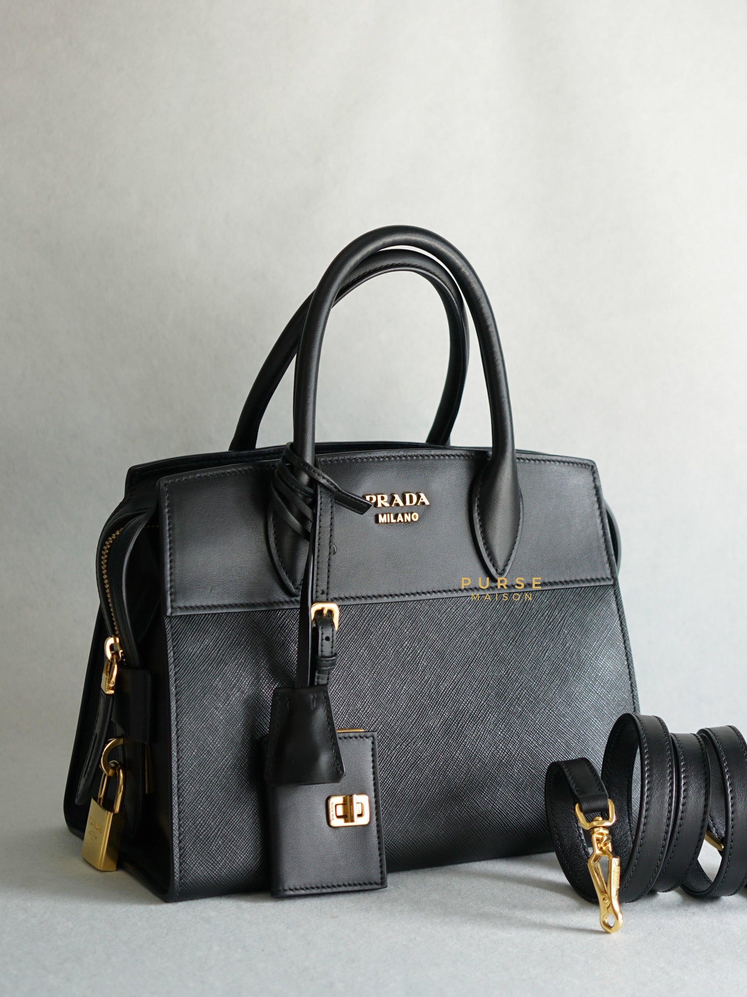 Prada 1BA045 Black Saffiano City Calfskin Bag | Purse Maison Luxury Bags Shop