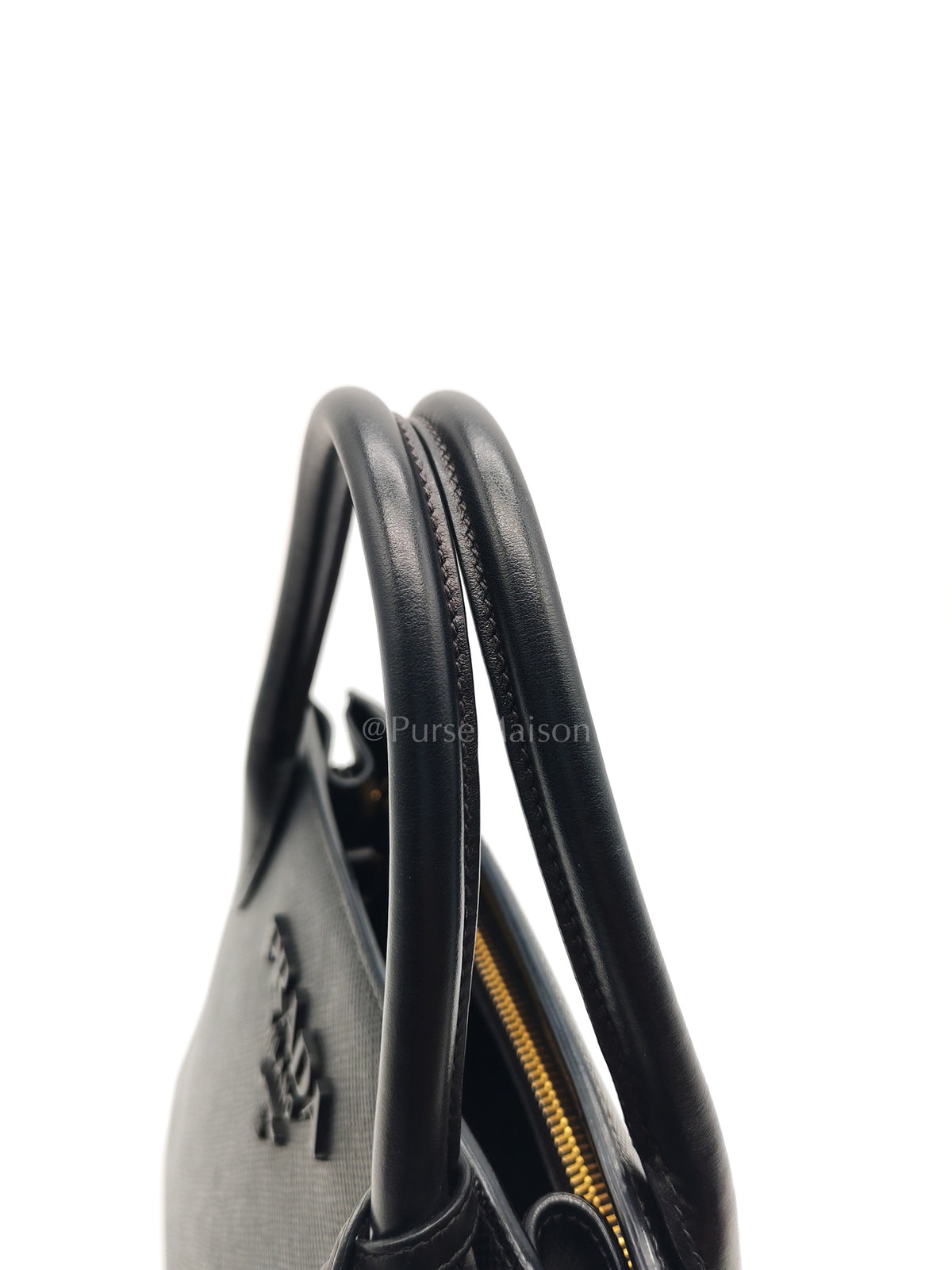 1BA156 Monochrome Bag Small in Black Saffiano Cuir Leater Gold Hardware | Purse Maison Luxury Bags Shop