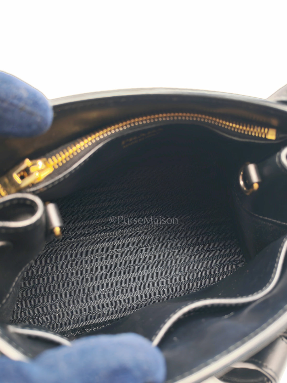 1BA156 Monochrome Bag Small in Black Saffiano Cuir Leater Gold Hardware | Purse Maison Luxury Bags Shop
