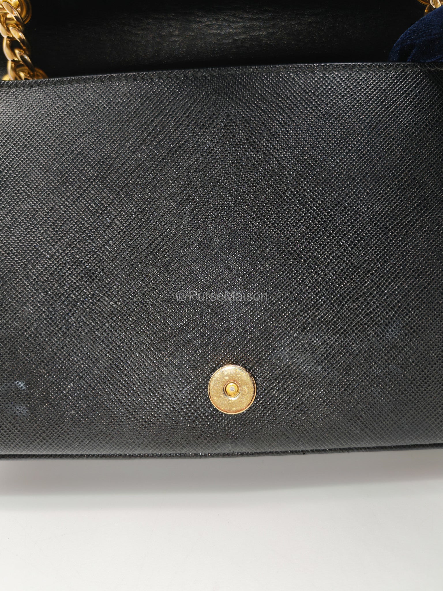 Prada 1BD193 Saffiano Black Pattina Flap Shoulder Bag | Purse Maison Luxury Bags Shop