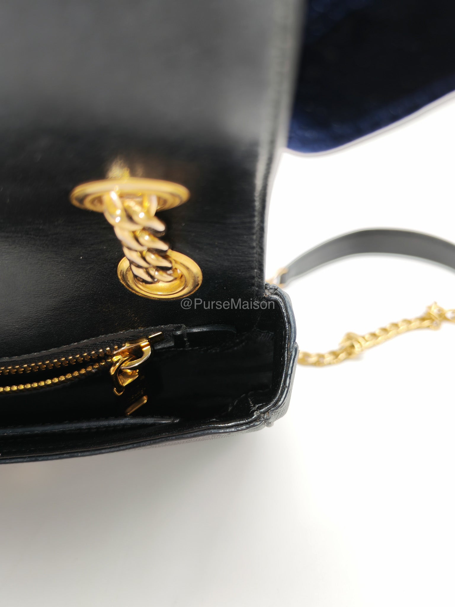 Prada 1BD193 Saffiano Black Pattina Flap Shoulder Bag | Purse Maison Luxury Bags Shop
