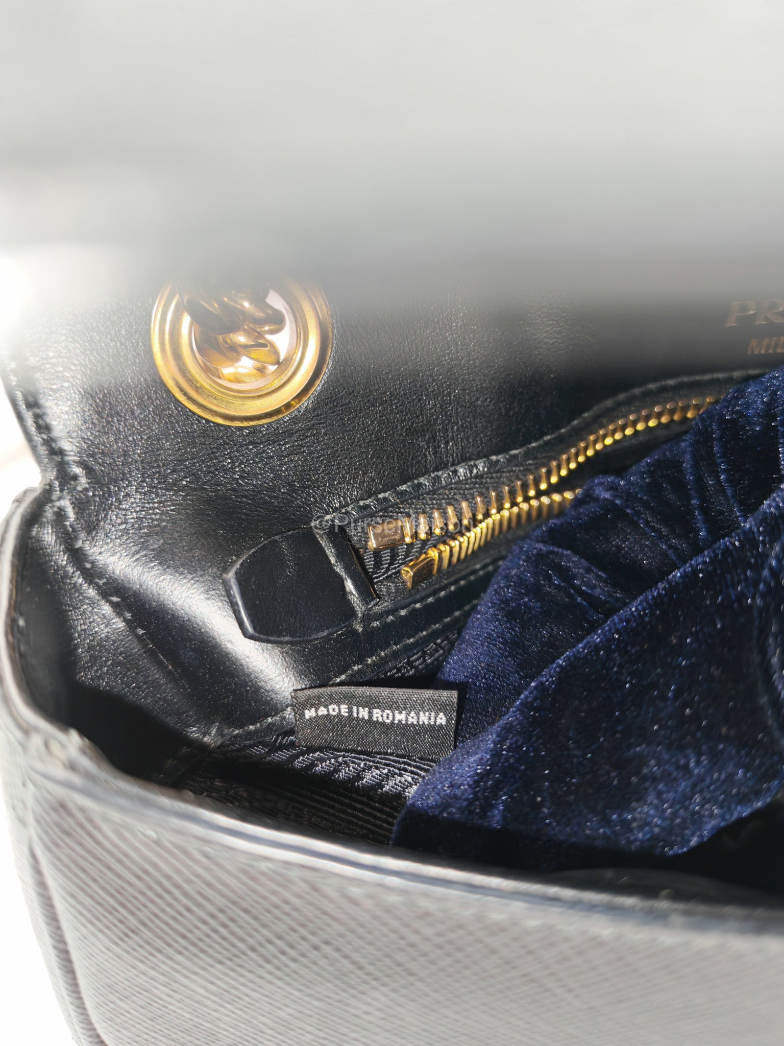 Prada 1BD193 Saffiano Black Pattina Flap Shoulder Bag | Purse Maison Luxury Bags Shop