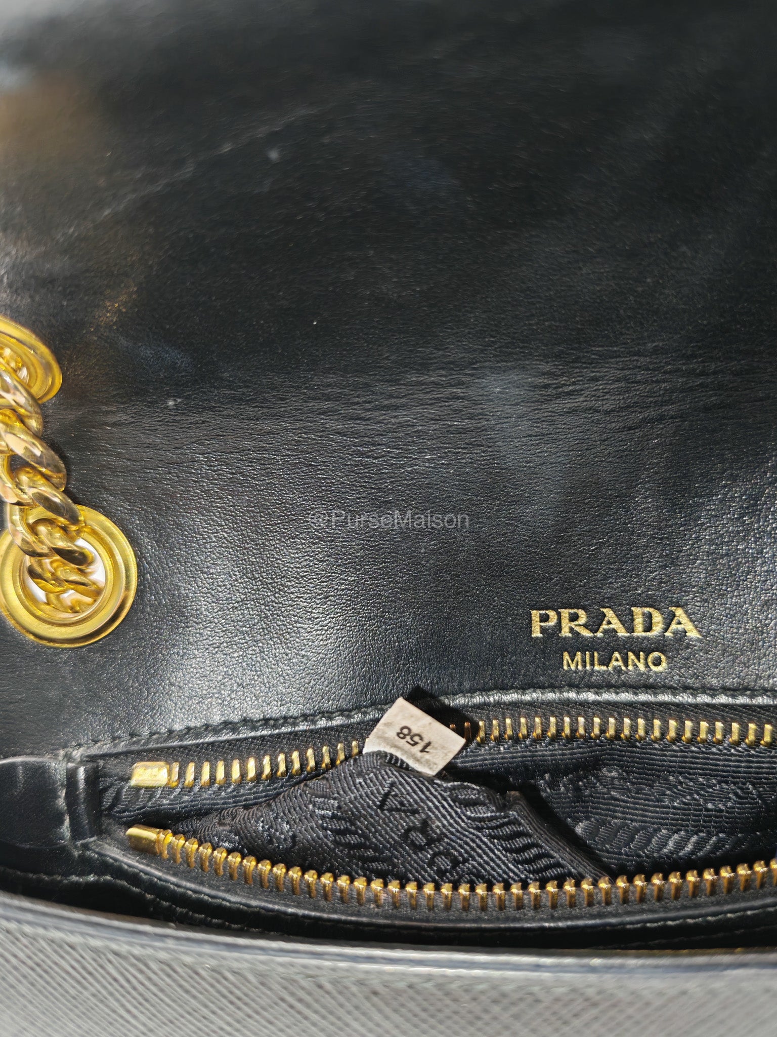 Prada 1BD193 Saffiano Black Pattina Flap Shoulder Bag | Purse Maison Luxury Bags Shop