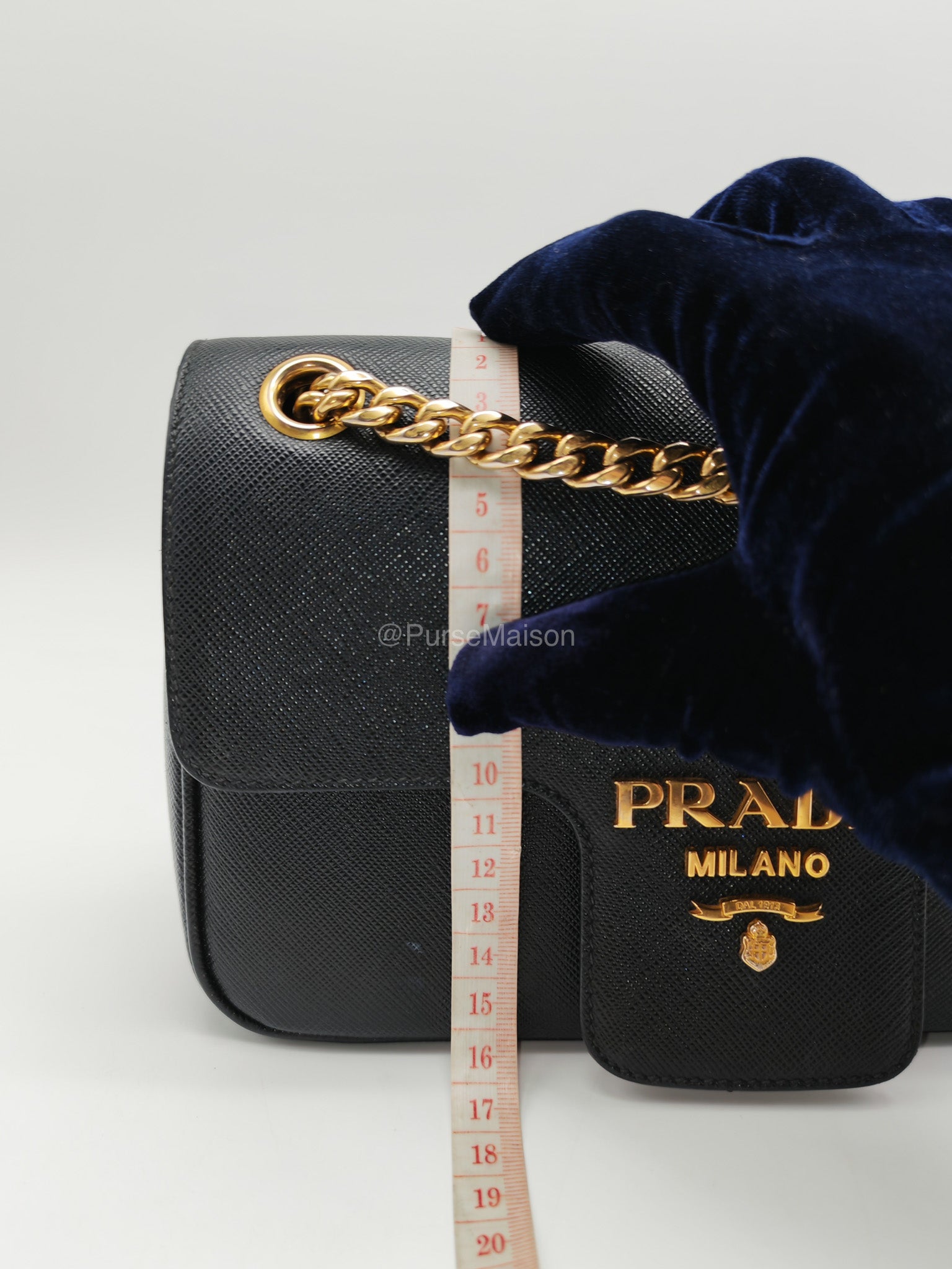 Prada 1BD193 Saffiano Black Pattina Flap Shoulder Bag | Purse Maison Luxury Bags Shop
