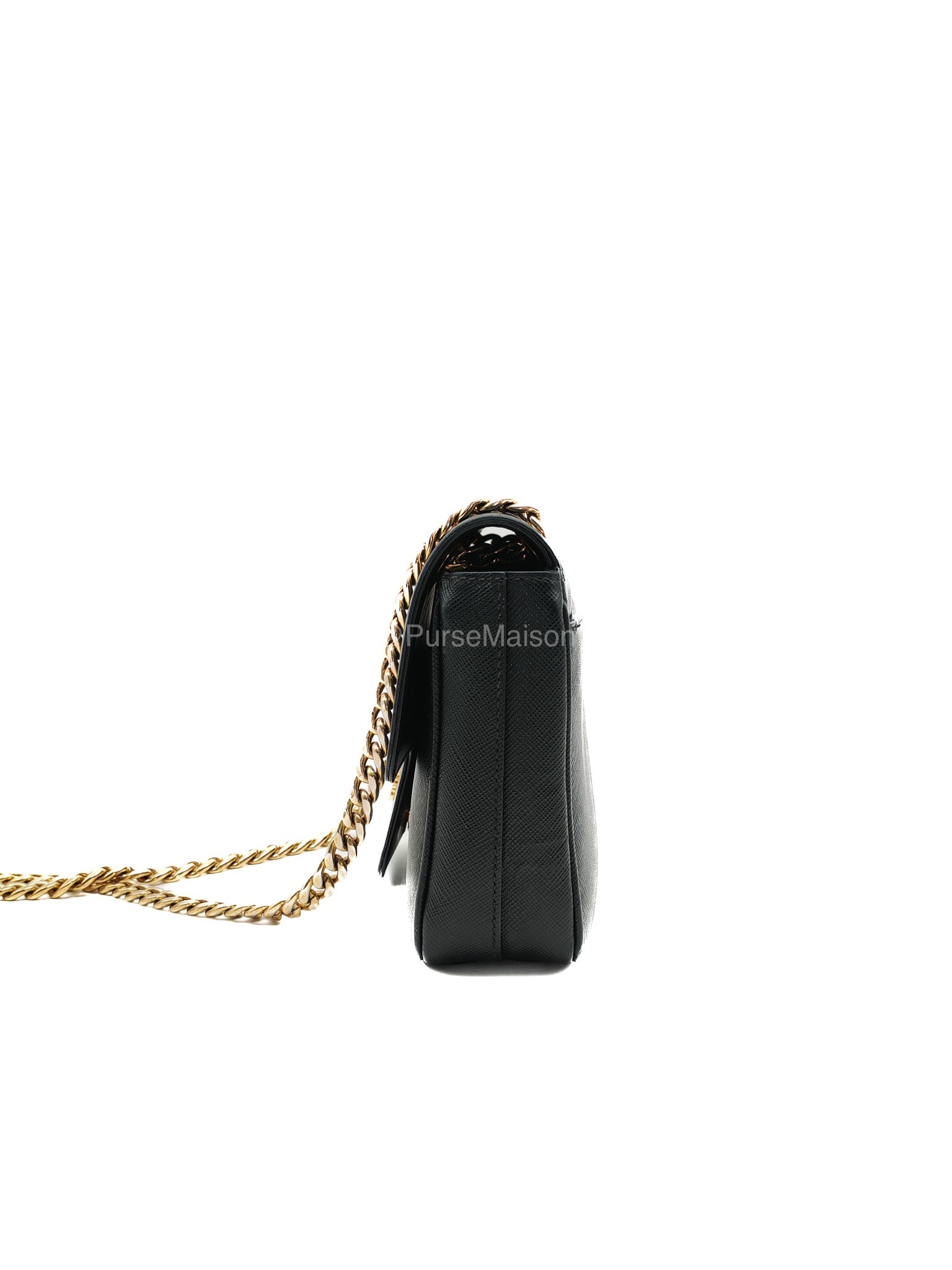 Prada 1BD193 Saffiano Black Pattina Flap Shoulder Bag | Purse Maison Luxury Bags Shop