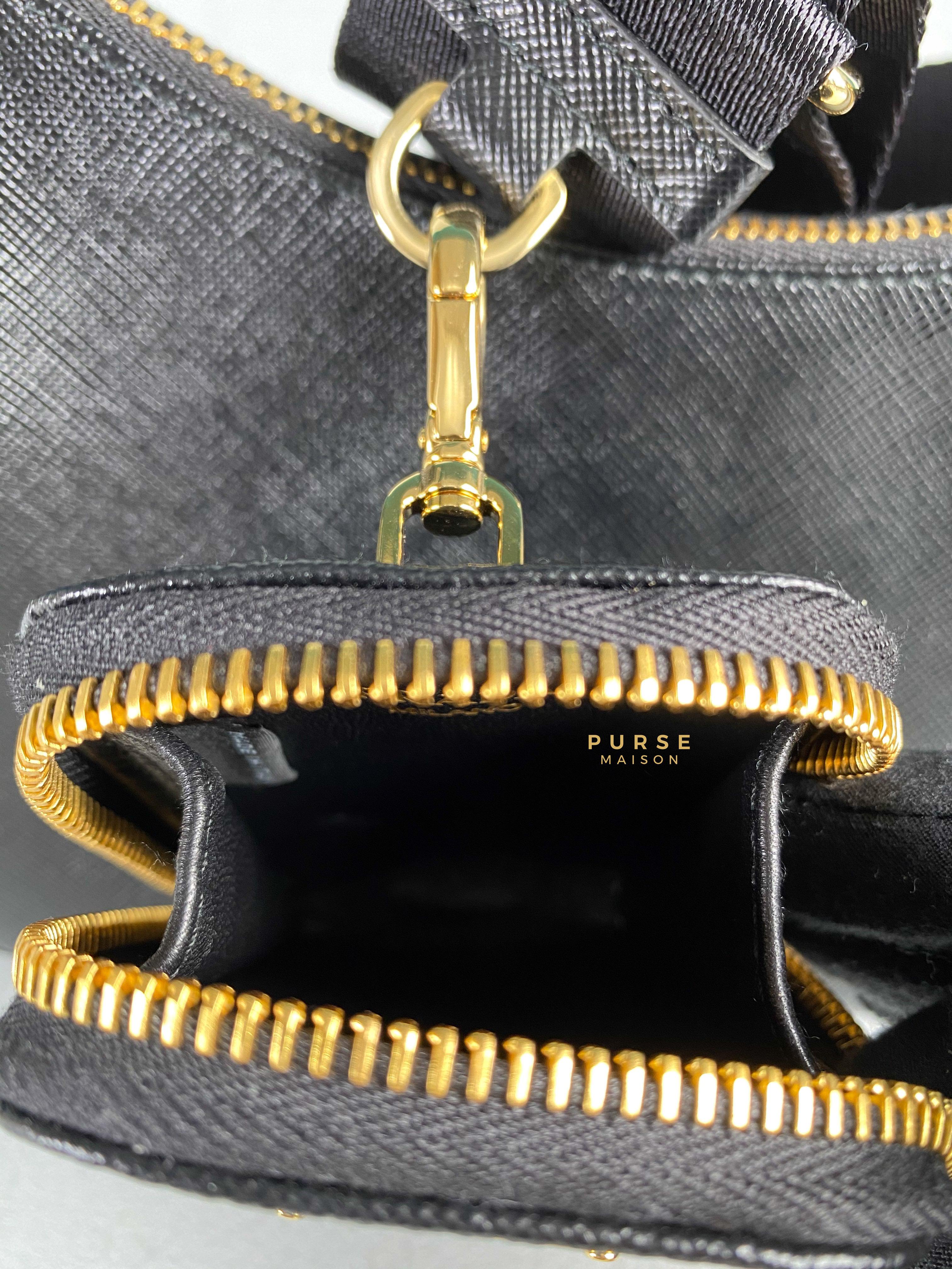 Prada Bandoliera Saffiano Lux Re-edition 2005 Black Shoulder Bag | Purse Maison Luxury Bags Shop