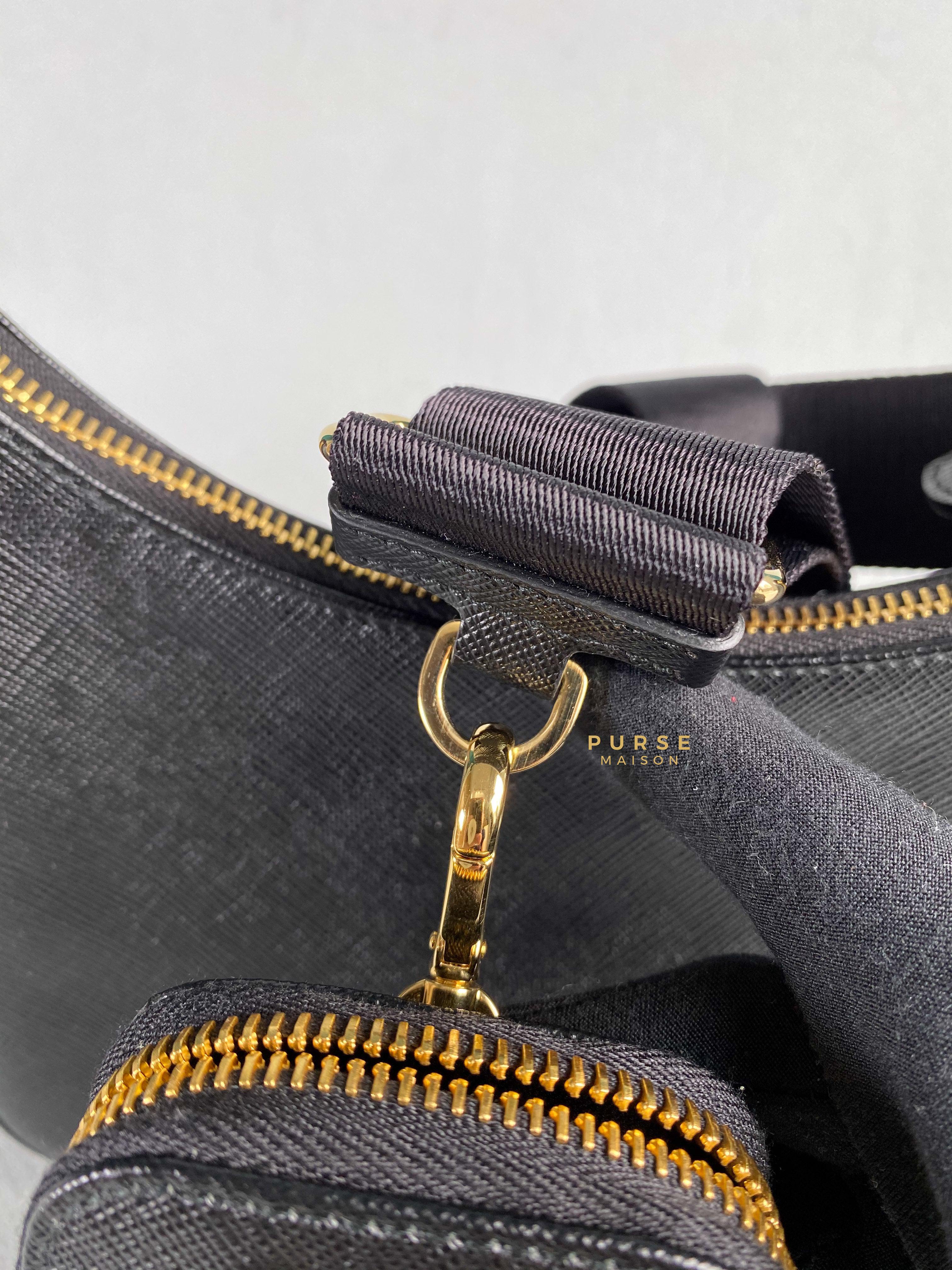 Prada Bandoliera Saffiano Lux Re-edition 2005 Black Shoulder Bag | Purse Maison Luxury Bags Shop