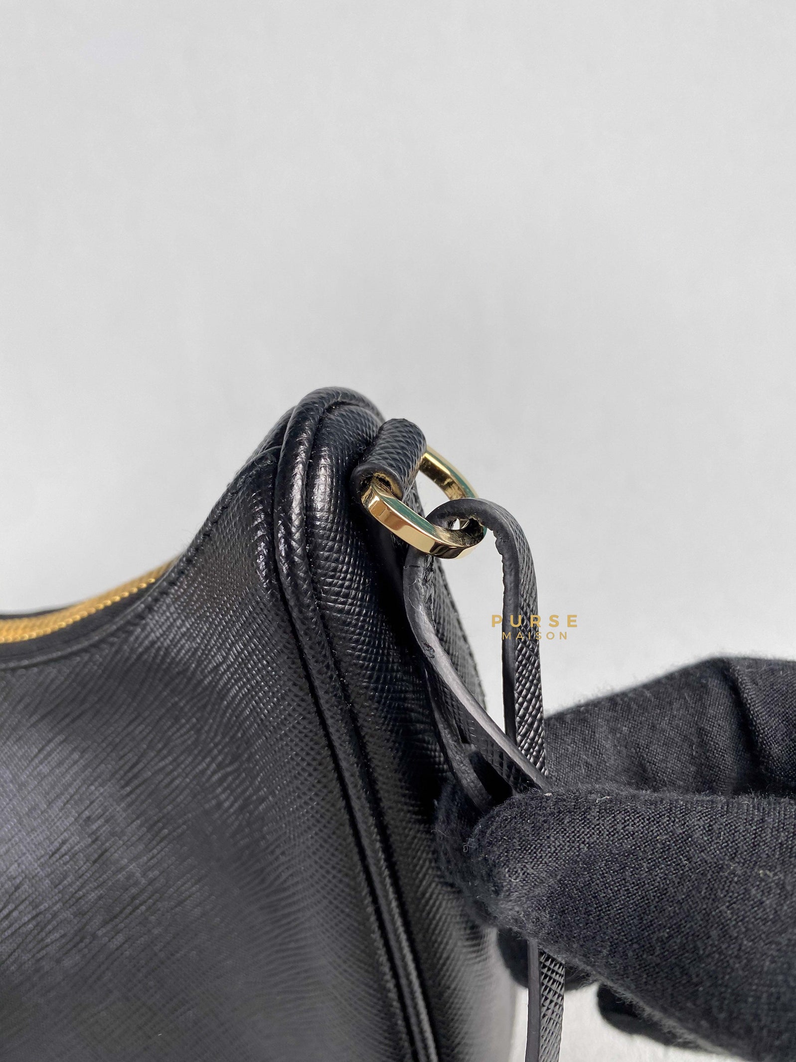 Prada Bandoliera Saffiano Lux Re-edition 2005 Black Shoulder Bag | Purse Maison Luxury Bags Shop