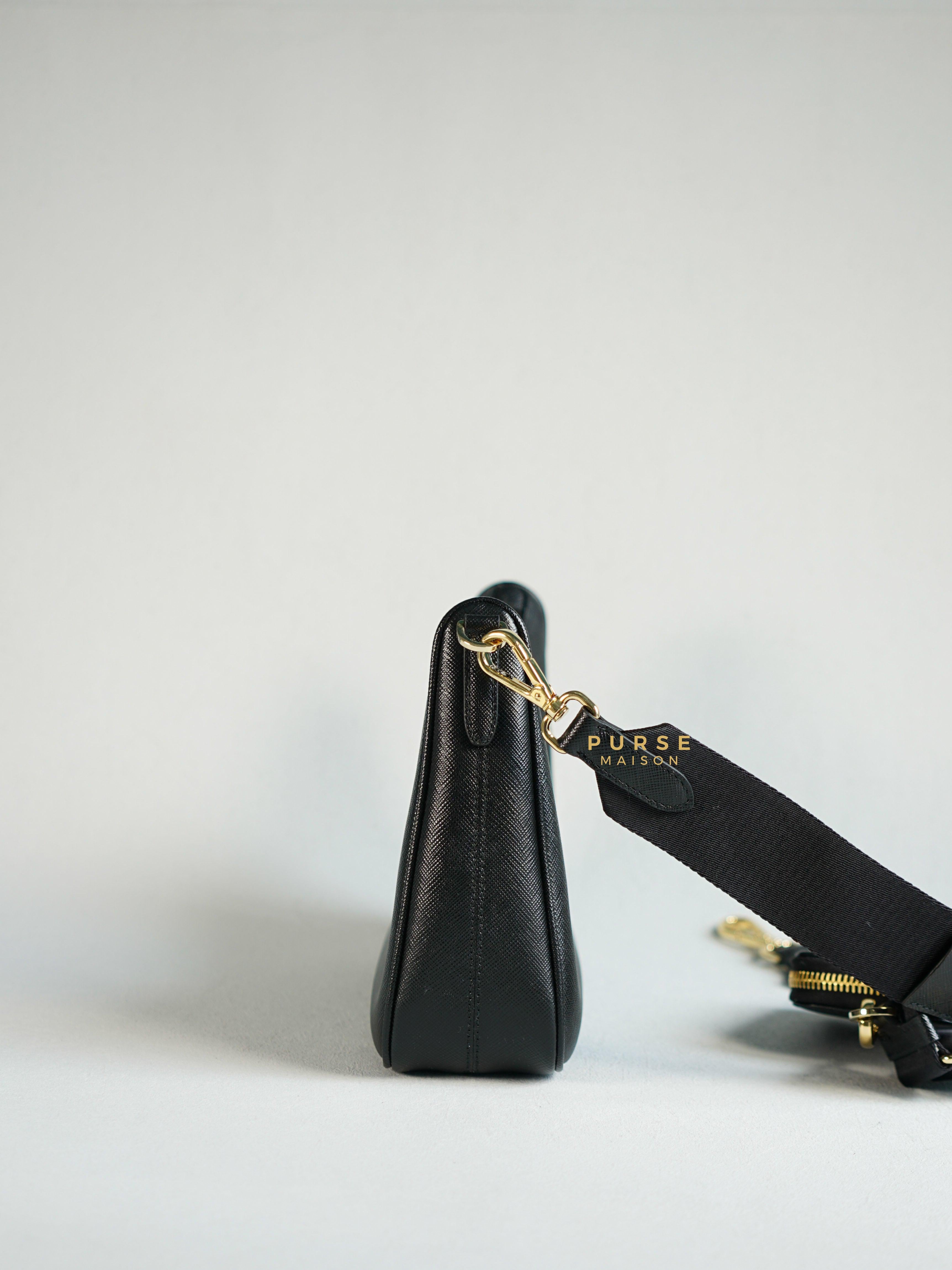 Prada Bandoliera Saffiano Lux Re-edition 2005 Black Shoulder Bag | Purse Maison Luxury Bags Shop