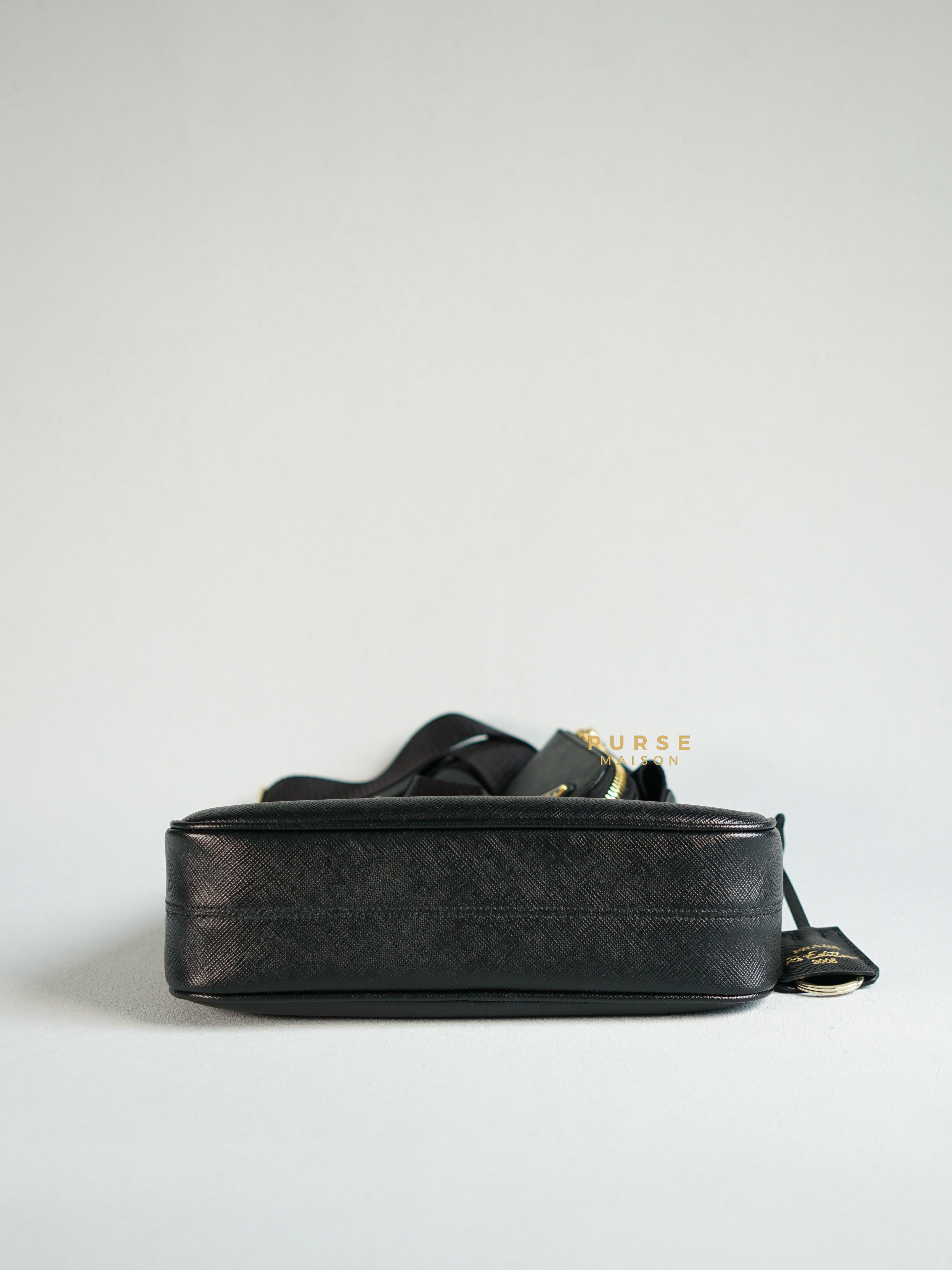 Prada Bandoliera Saffiano Lux Re-edition 2005 Black Shoulder Bag | Purse Maison Luxury Bags Shop