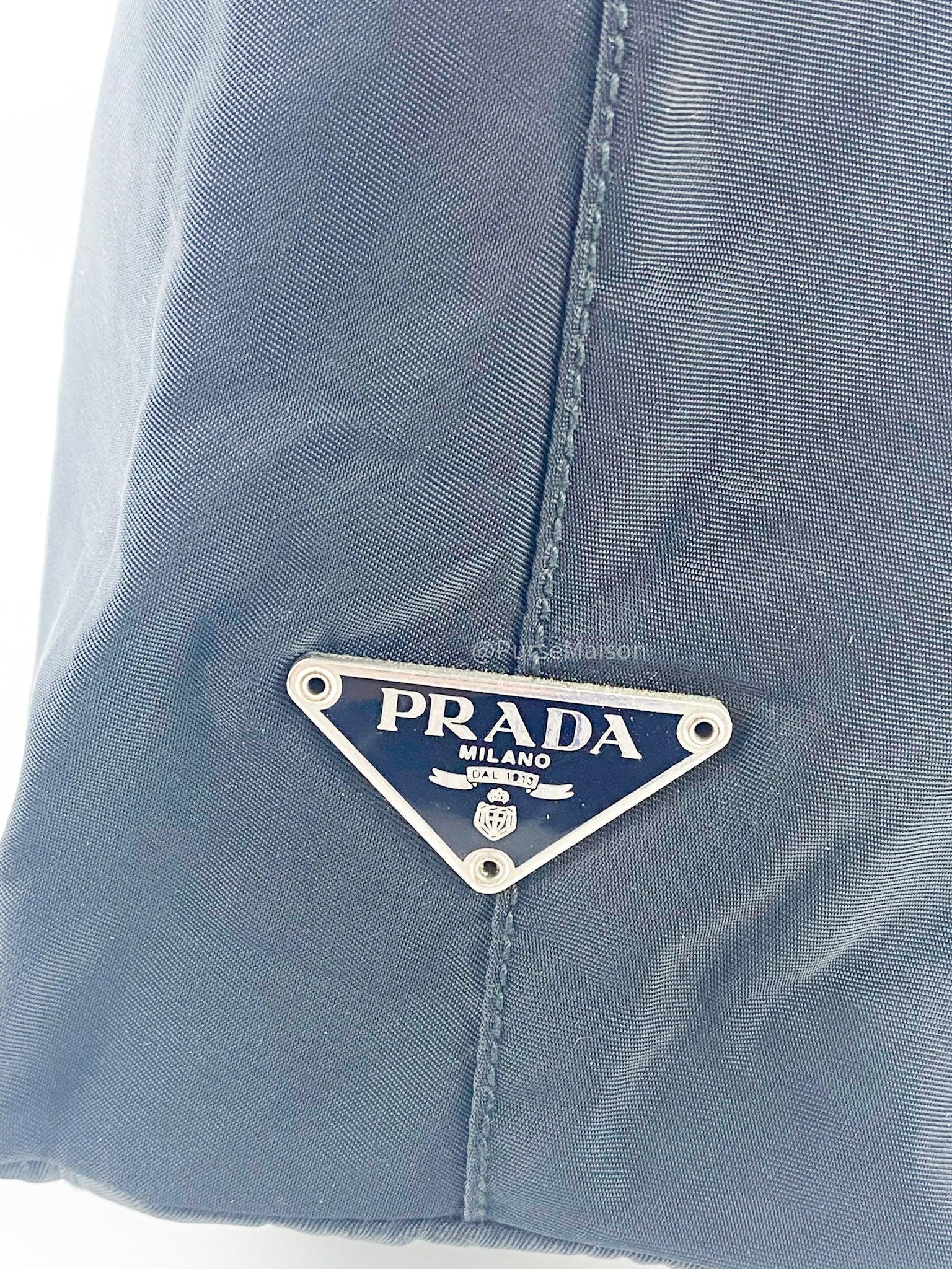 Prada Black Nylon Hand Bag with Transparent Handle