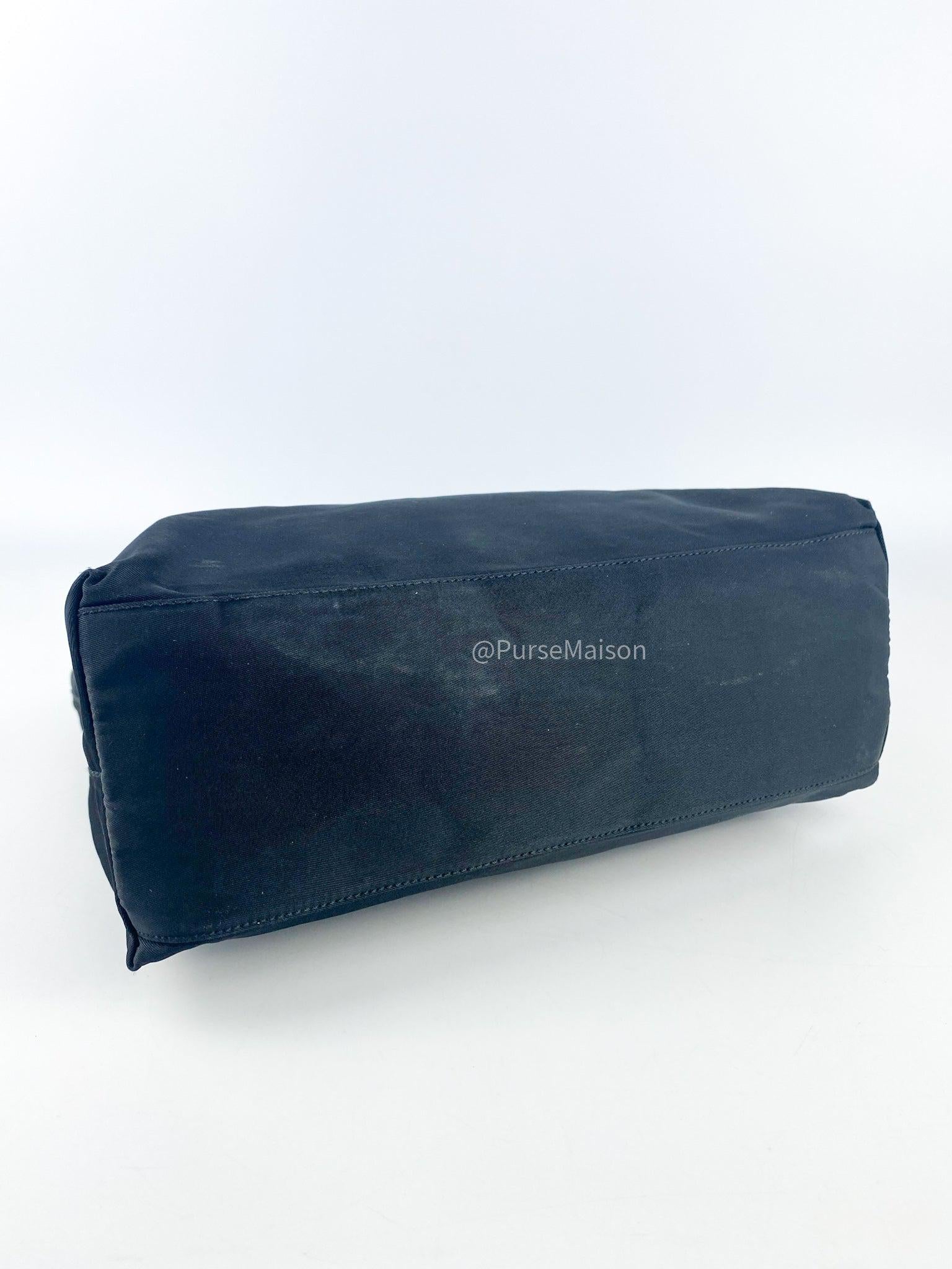 Prada Black Nylon Hand Bag with Transparent Handle