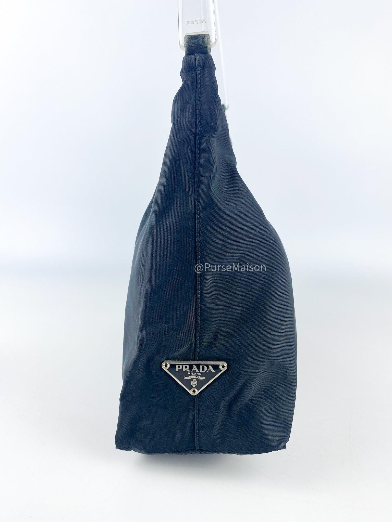 Prada Black Nylon Hand Bag with Transparent Handle