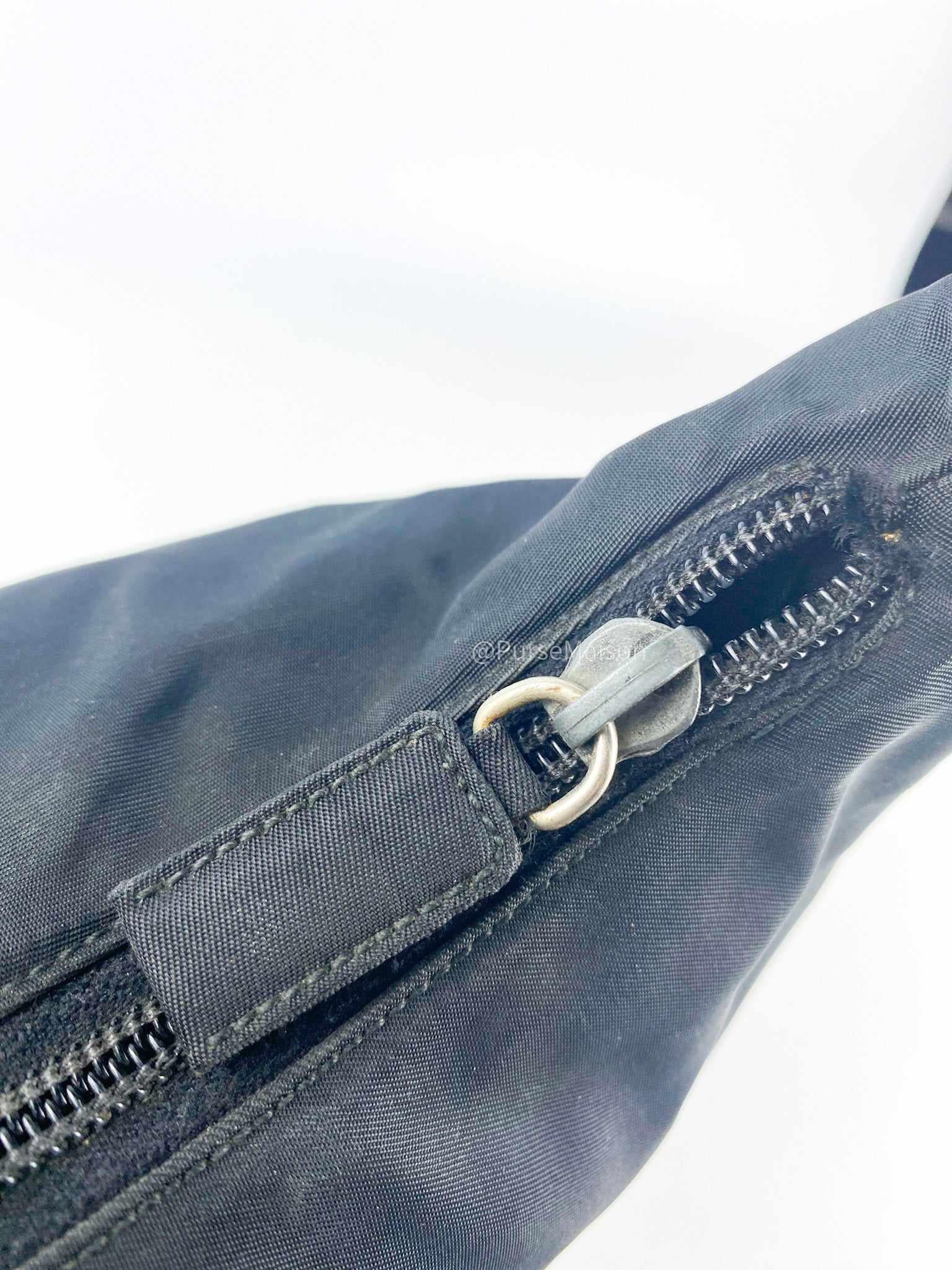 Prada Black Nylon Hand Bag with Transparent Handle
