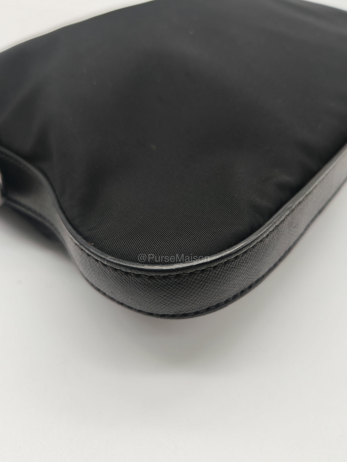 Prada Black Tessuto Nylon and Saffiano Leather Trim Small Crossbody Bag Gold Hardware | Purse Maison Luxury Bags Shop