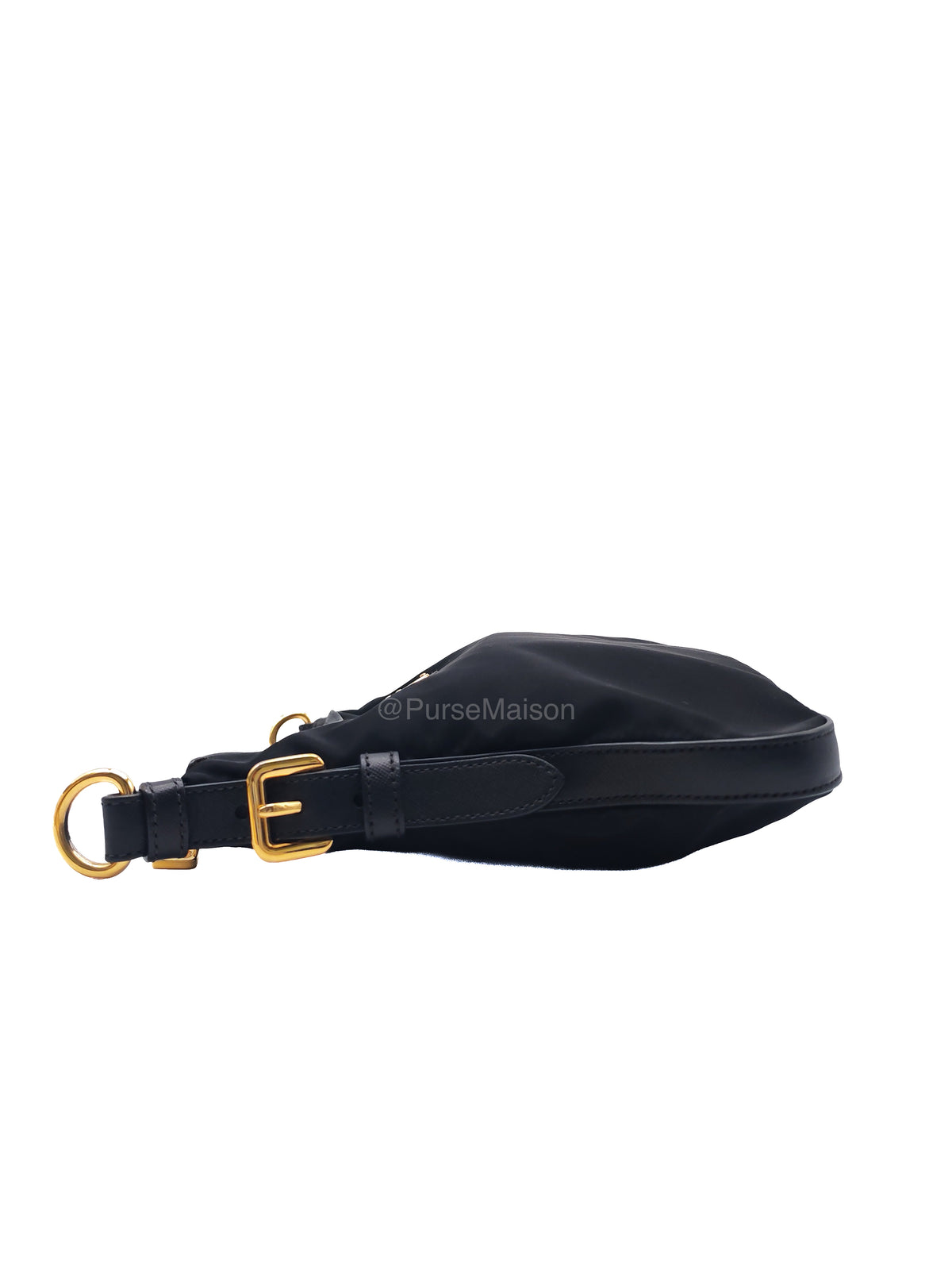 Prada Black Tessuto Nylon and Saffiano Leather Trim Small Crossbody Bag Gold Hardware | Purse Maison Luxury Bags Shop