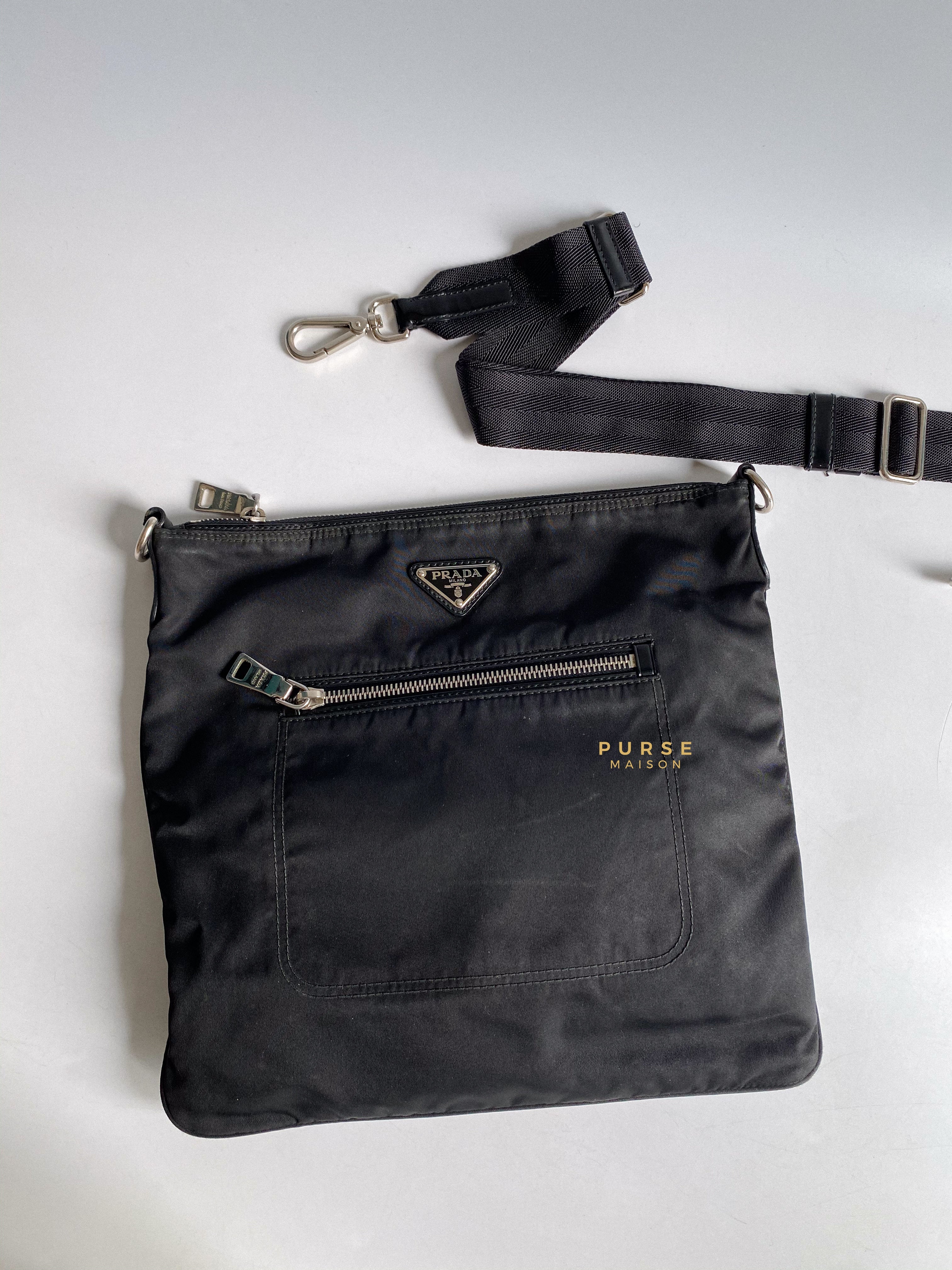 Prada BT0715 Tessuto Nylon Messenger Crossbody Bag Nero | Purse Maison Luxury Bags Shop
