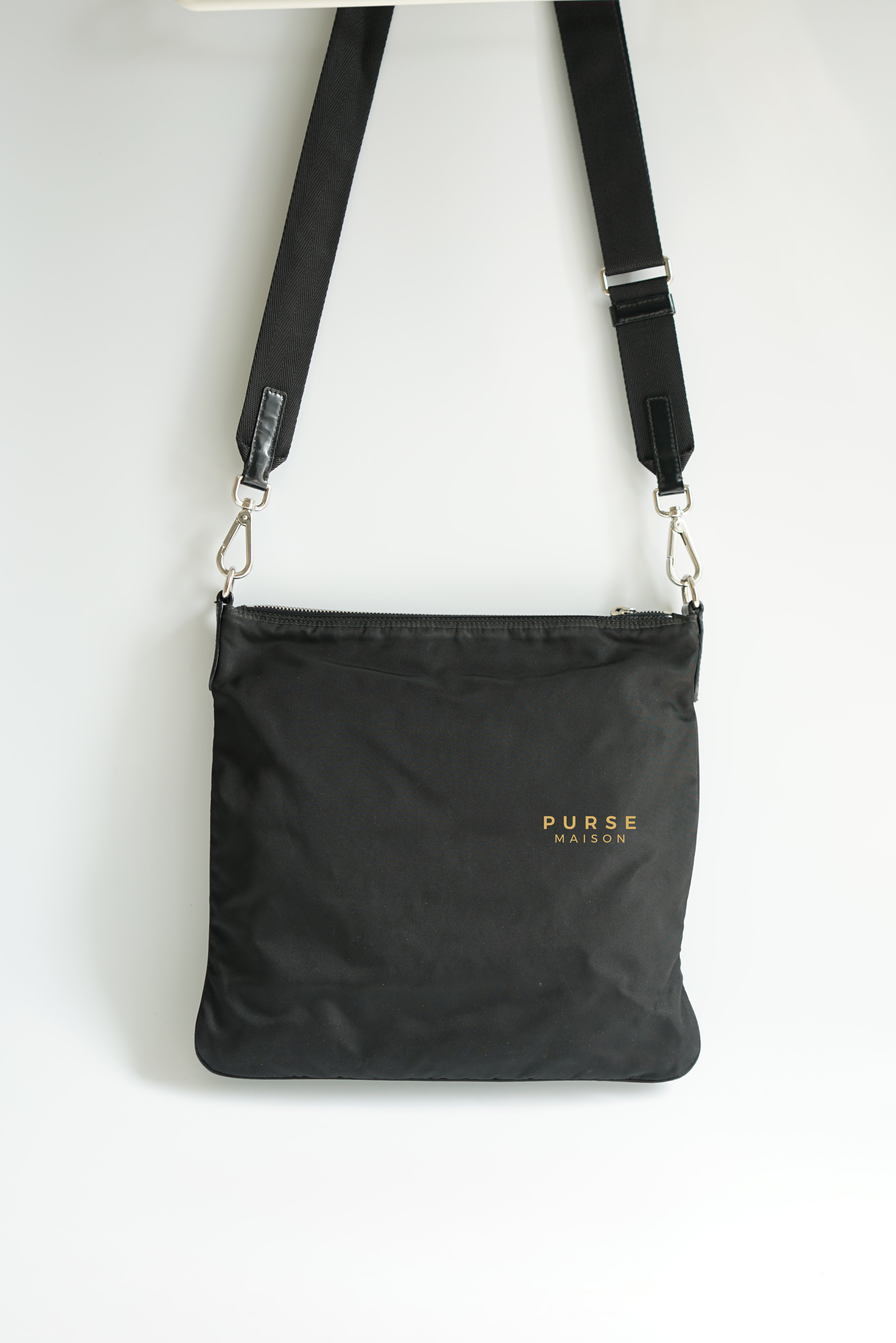 Prada BT0715 Tessuto Nylon Messenger Crossbody Bag Nero | Purse Maison Luxury Bags Shop