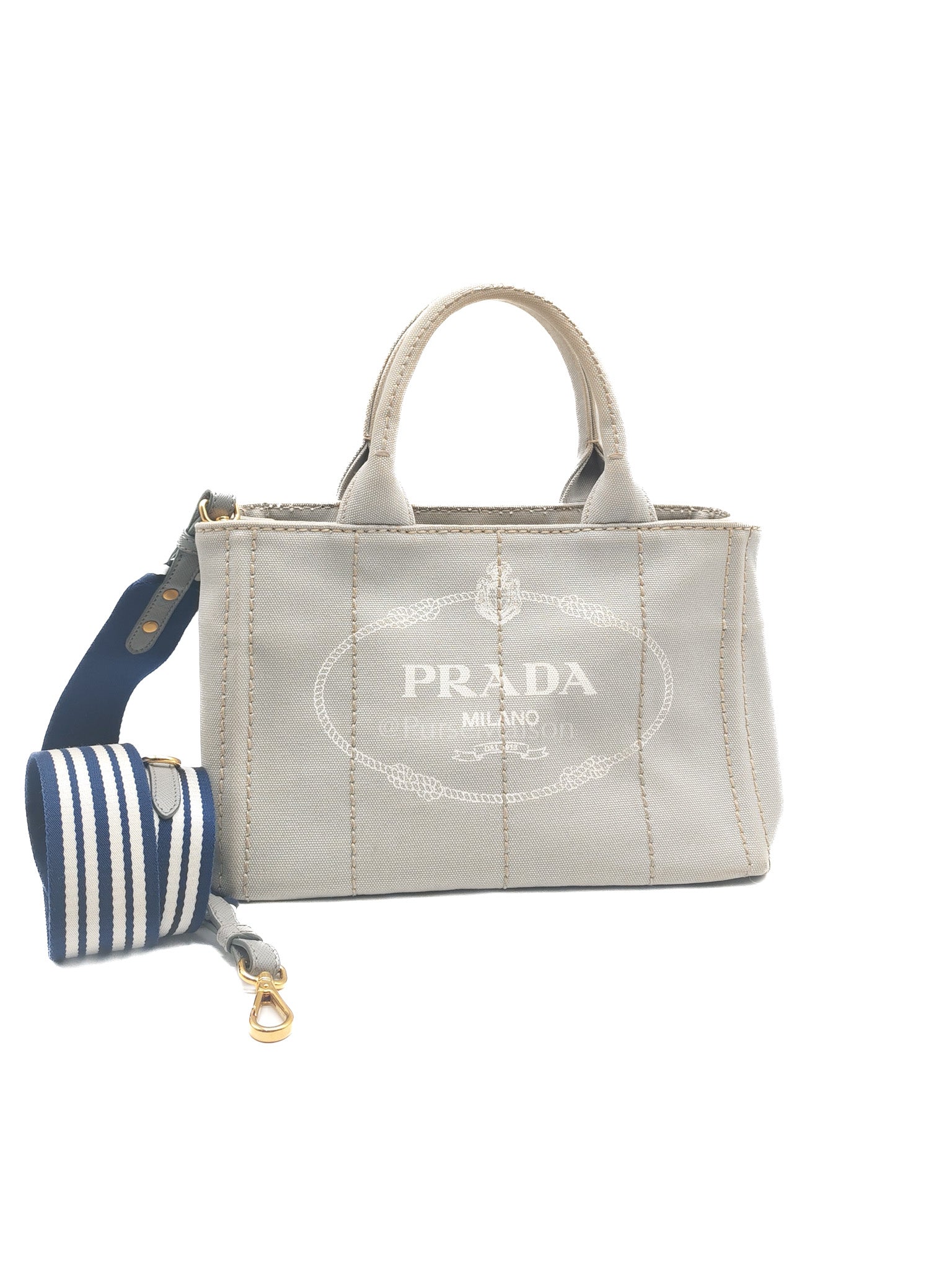 Canapa Canvas Small Tote Bag in Gray & Gold Hardware | Purse Maison Luxury Bags Shop