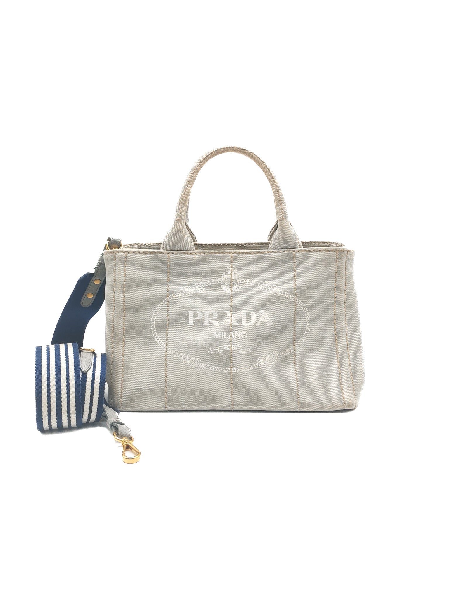 Canapa Canvas Small Tote Bag in Gray & Gold Hardware | Purse Maison Luxury Bags Shop